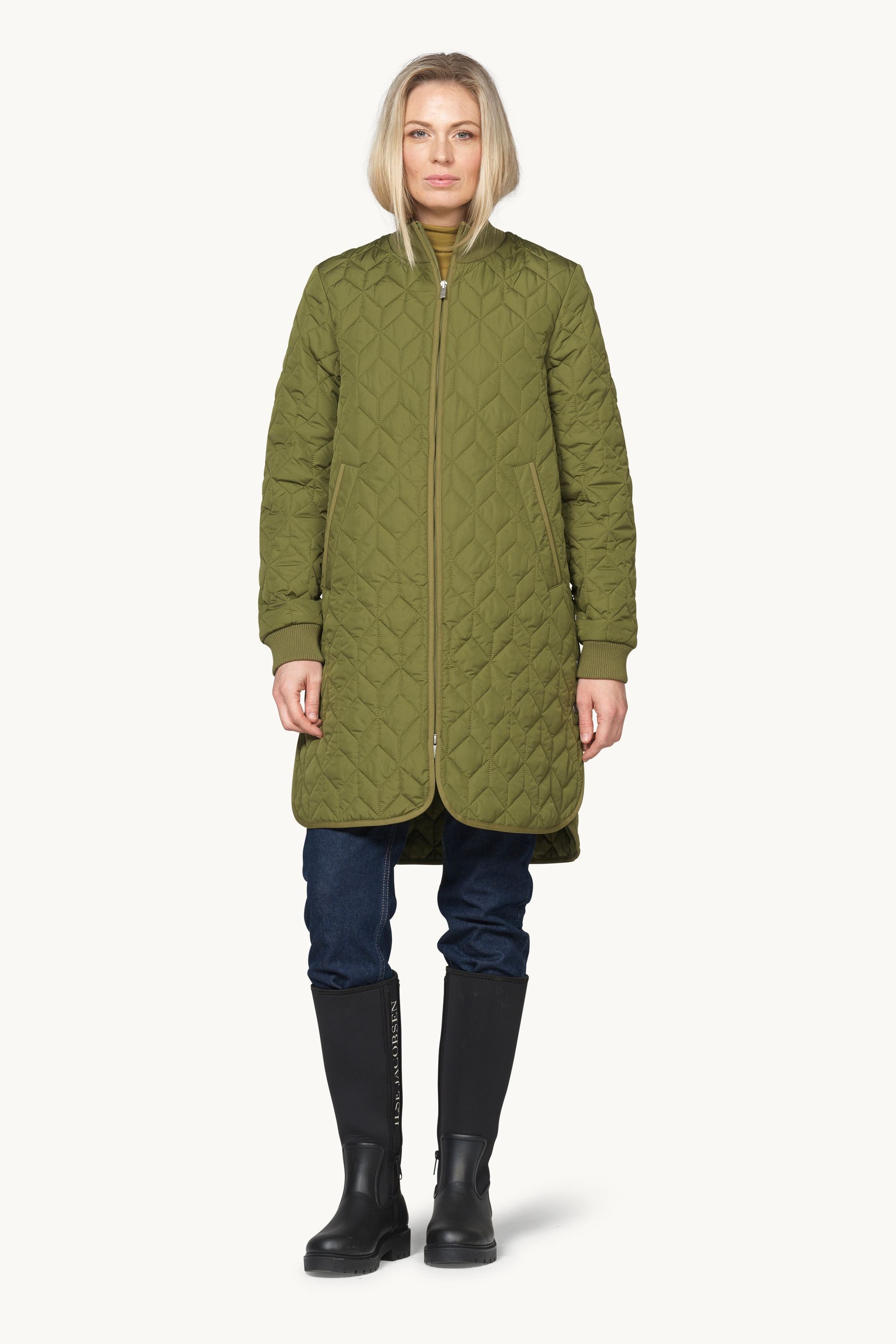 Long Padded Quilt Jacket - Sphagnum