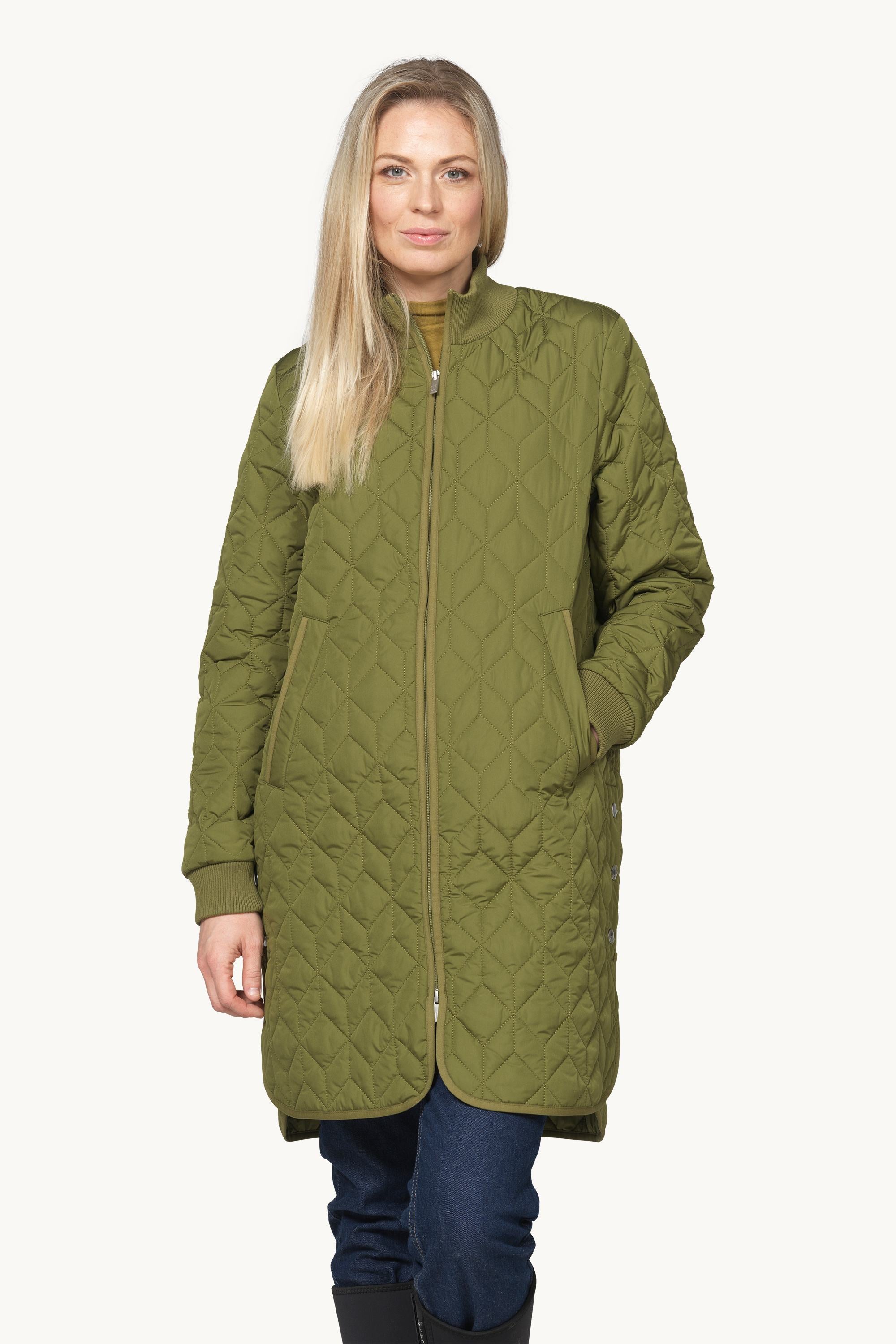Long Padded Quilt Jacket - Sphagnum