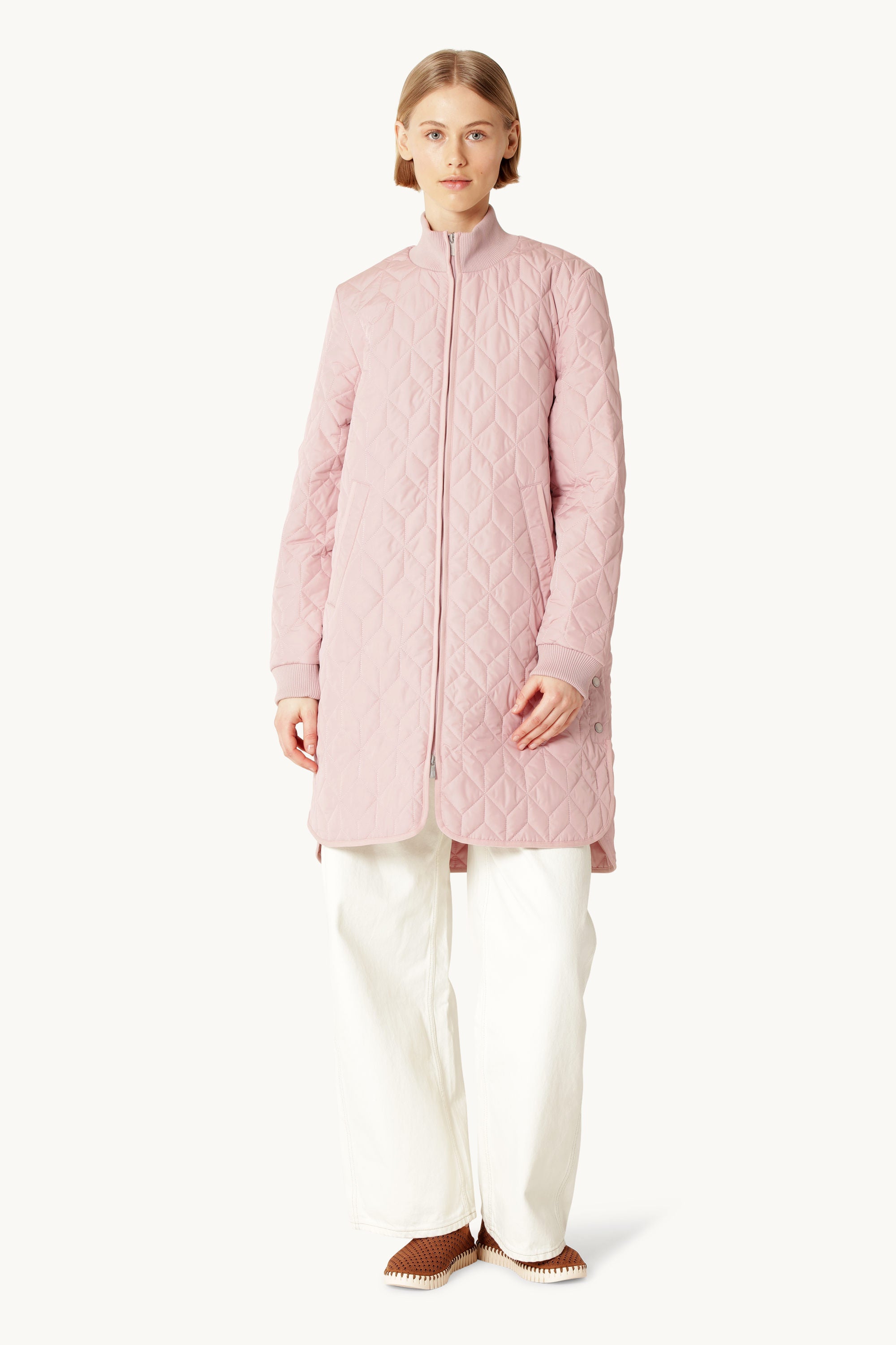 Long Padded Quilt Jacket - Burnished Lilac