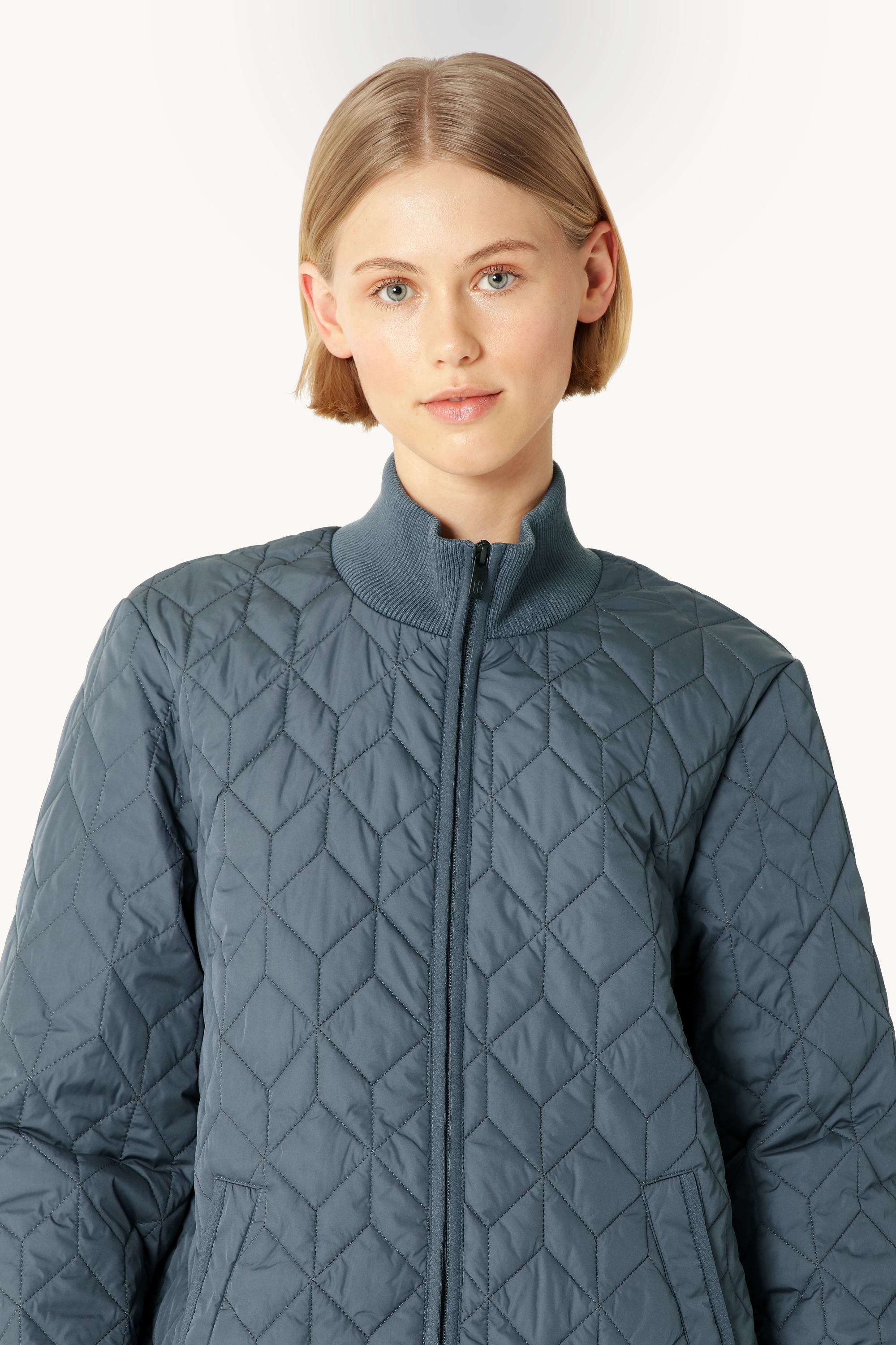 Long Padded Quilt Jacket - Ombre Blue
