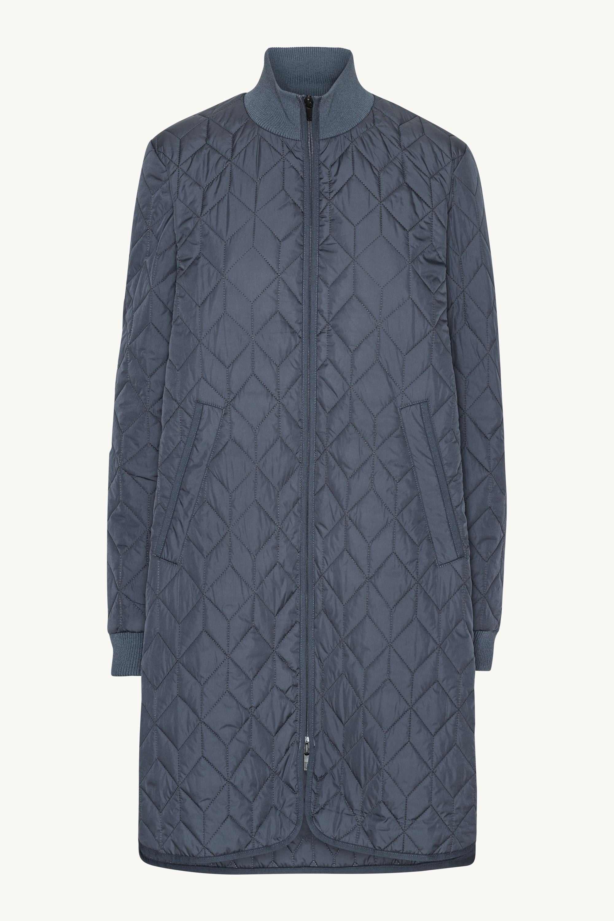 Long Padded Quilt Jacket - Ombre Blue