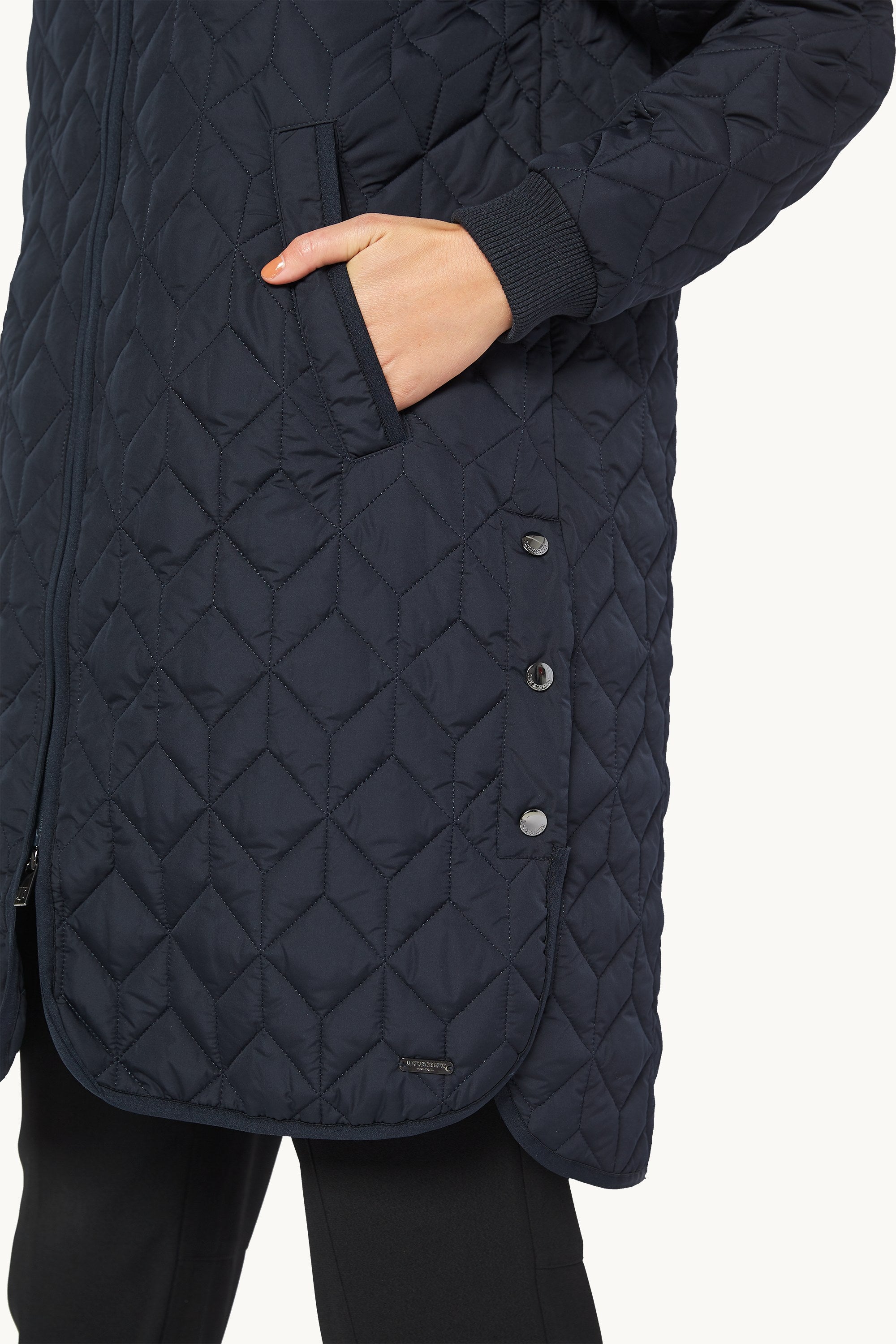 Long Padded Quilt Jacket - Dark Indigo