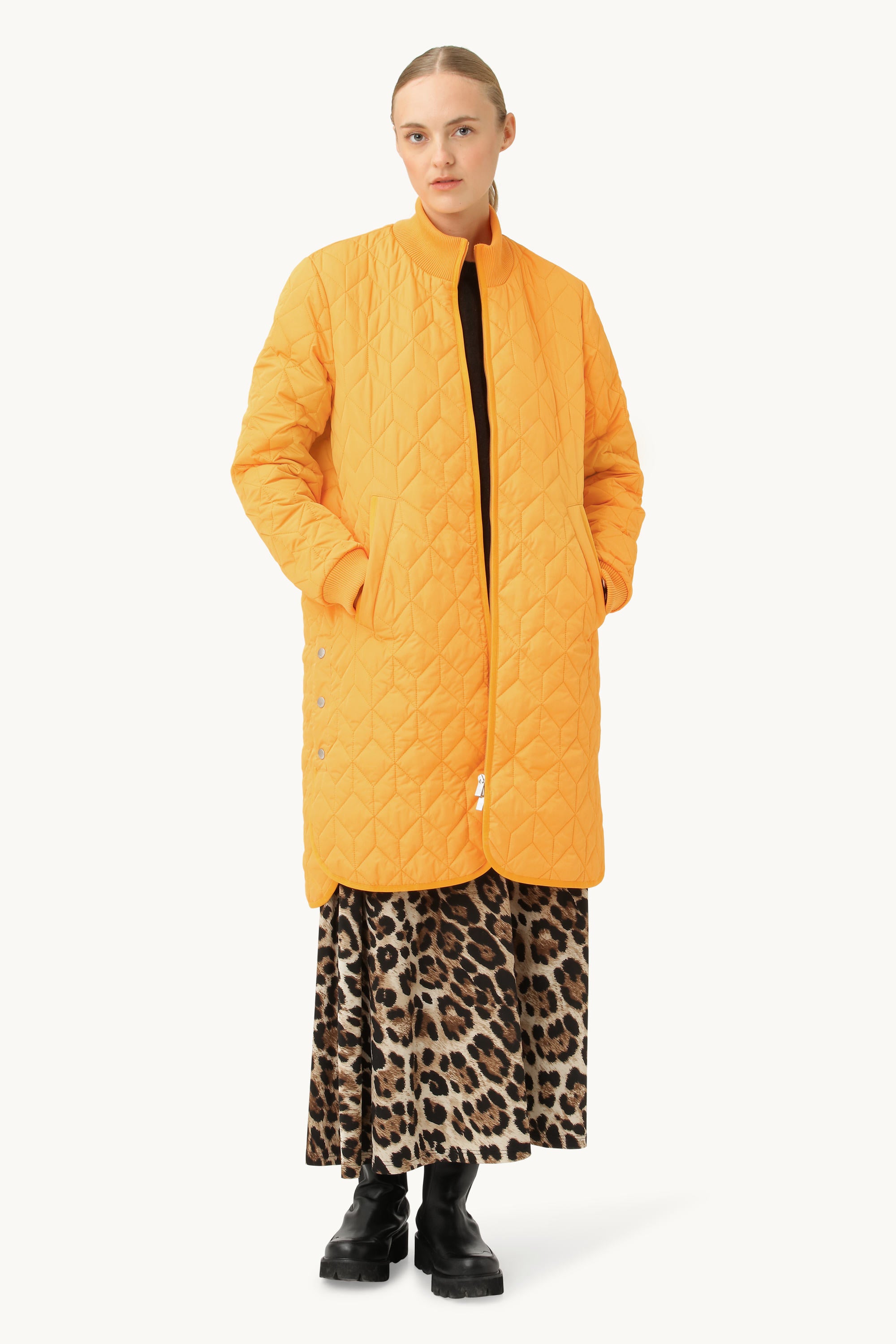 Veste Longue Matelassée - Flame Orange