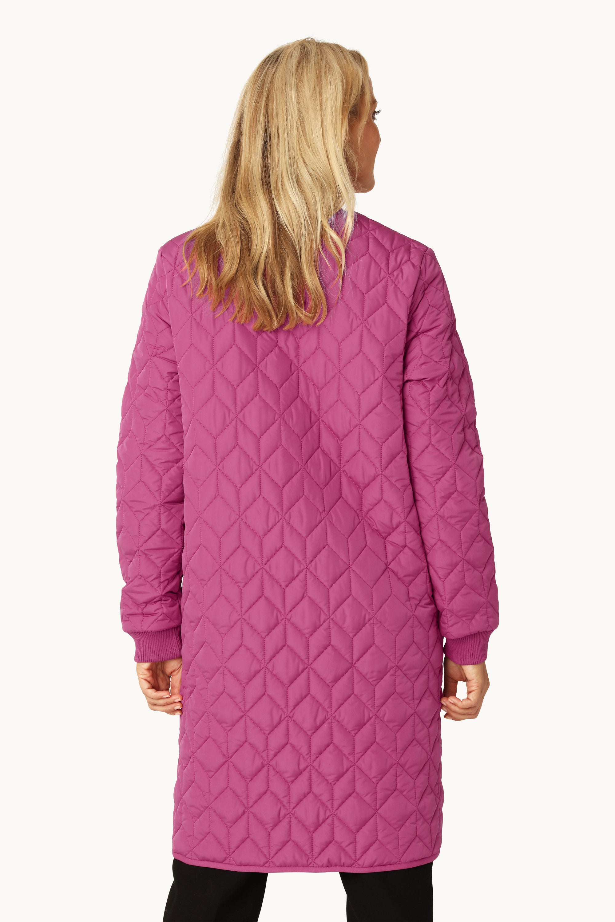 Long Padded Quilt Jacket - Magenta Haze