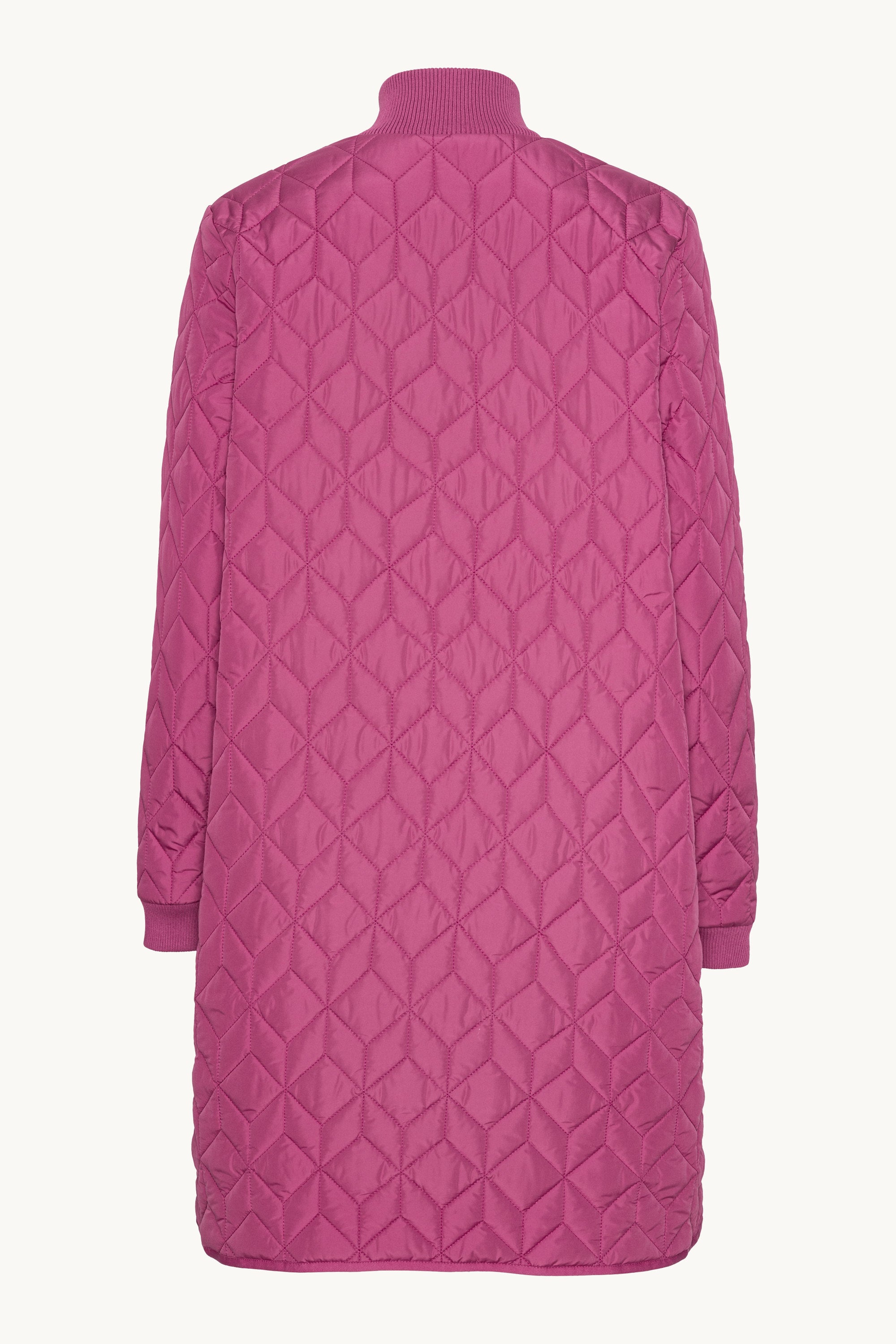 Long Padded Quilt Jacket - Magenta Haze