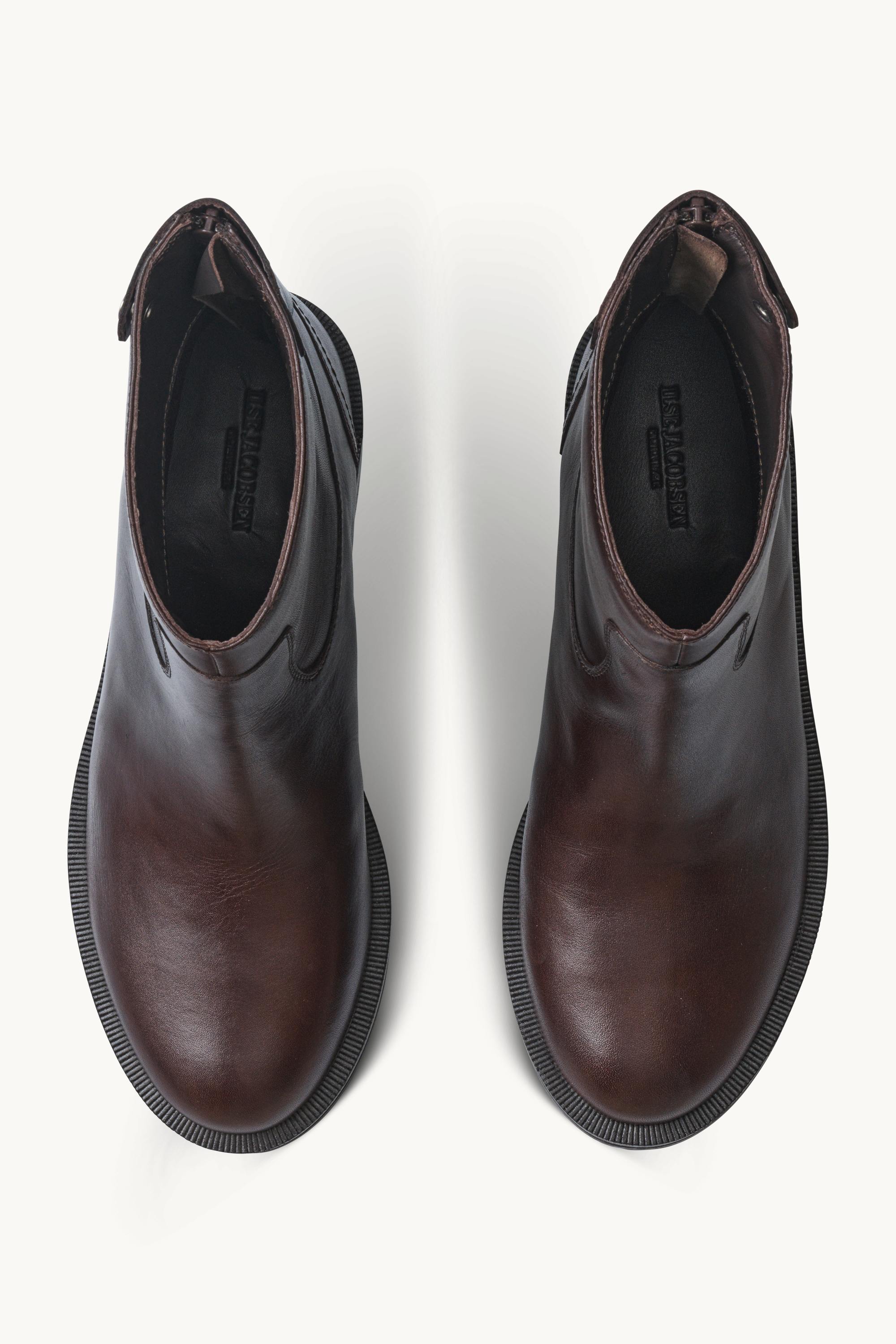 Leather Ankle Boots - Brown Black