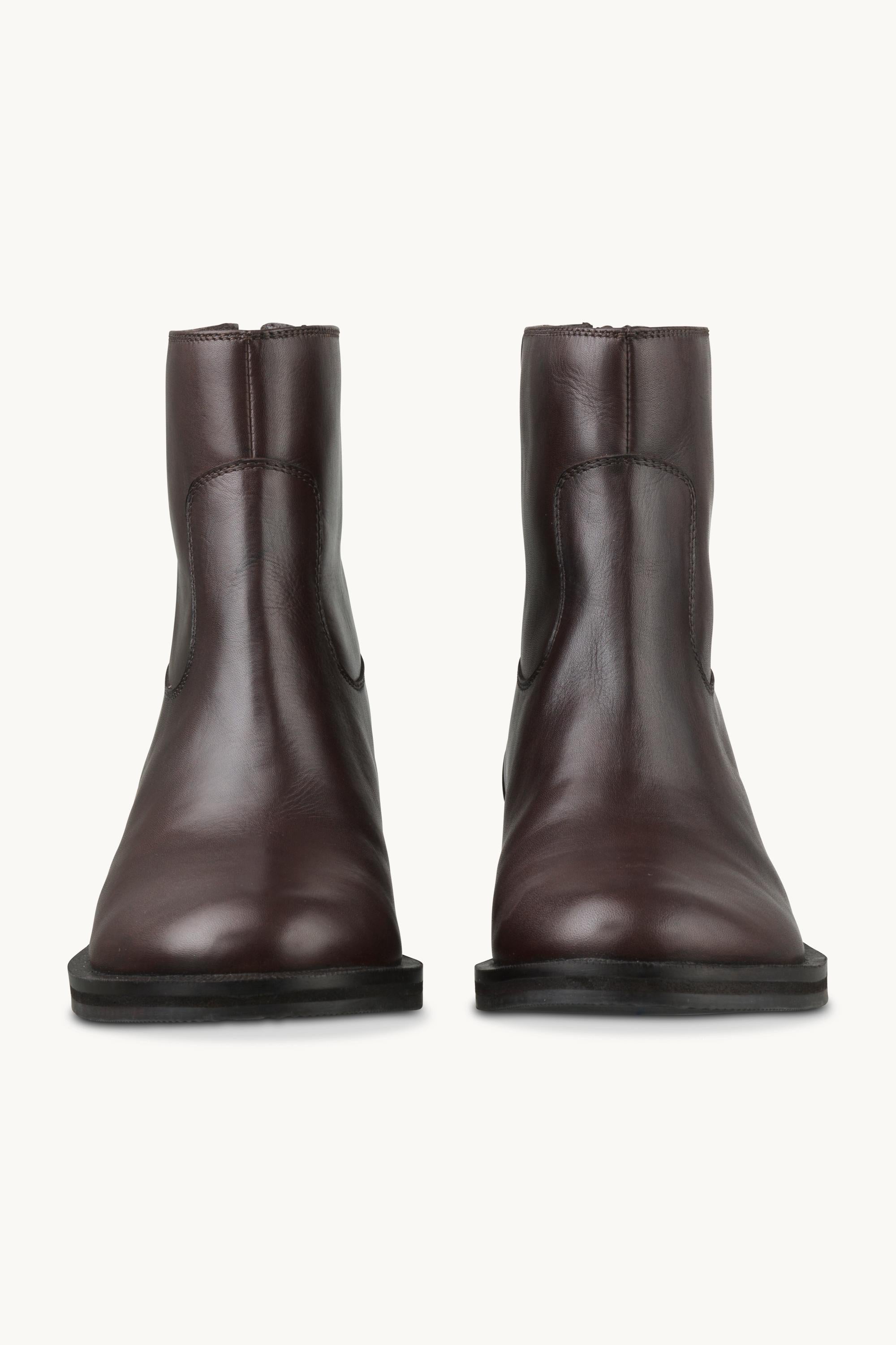 Leather Ankle Boots - Brown Black