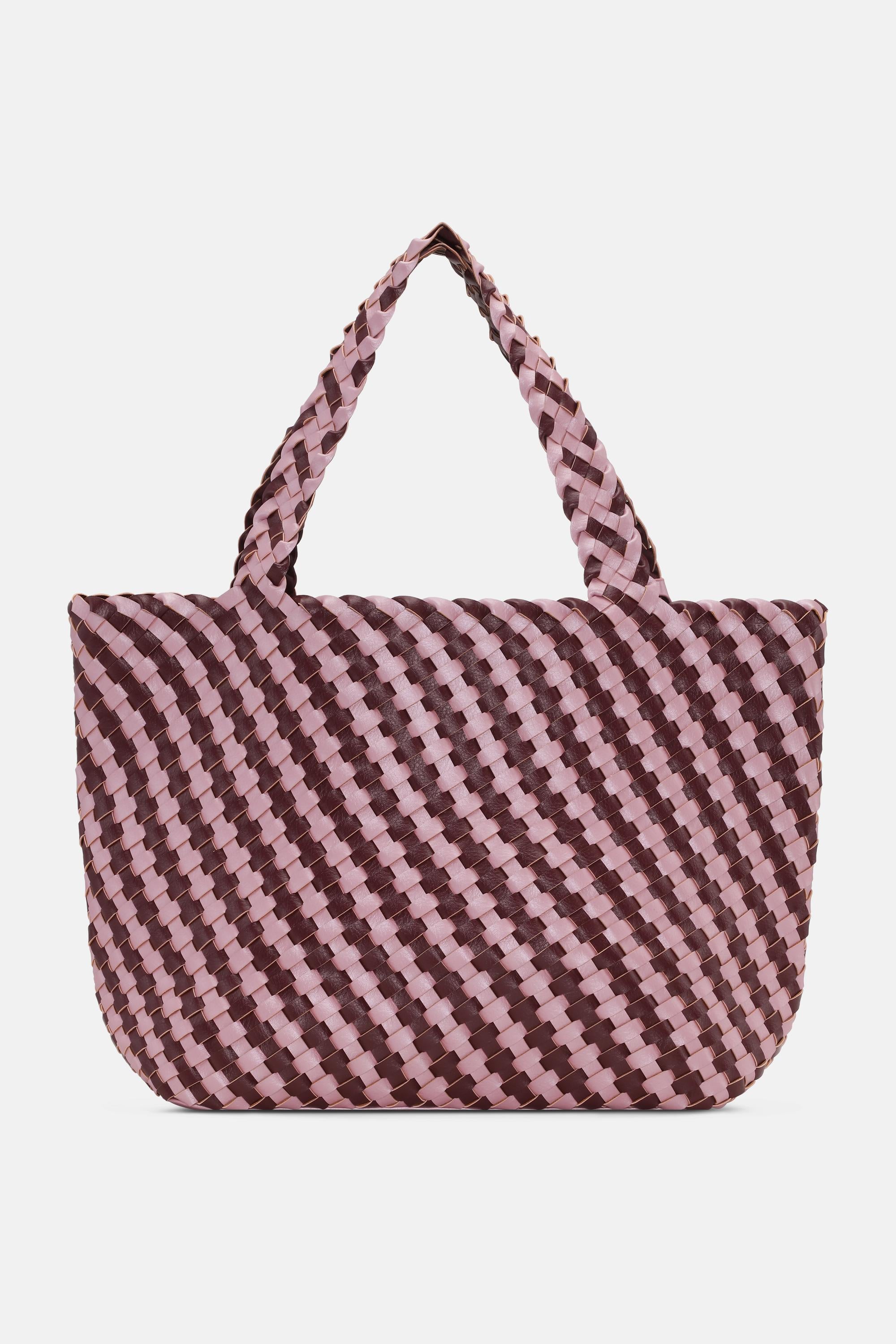 Tote Bag Tressé - Maroon Banner Rosy Pink