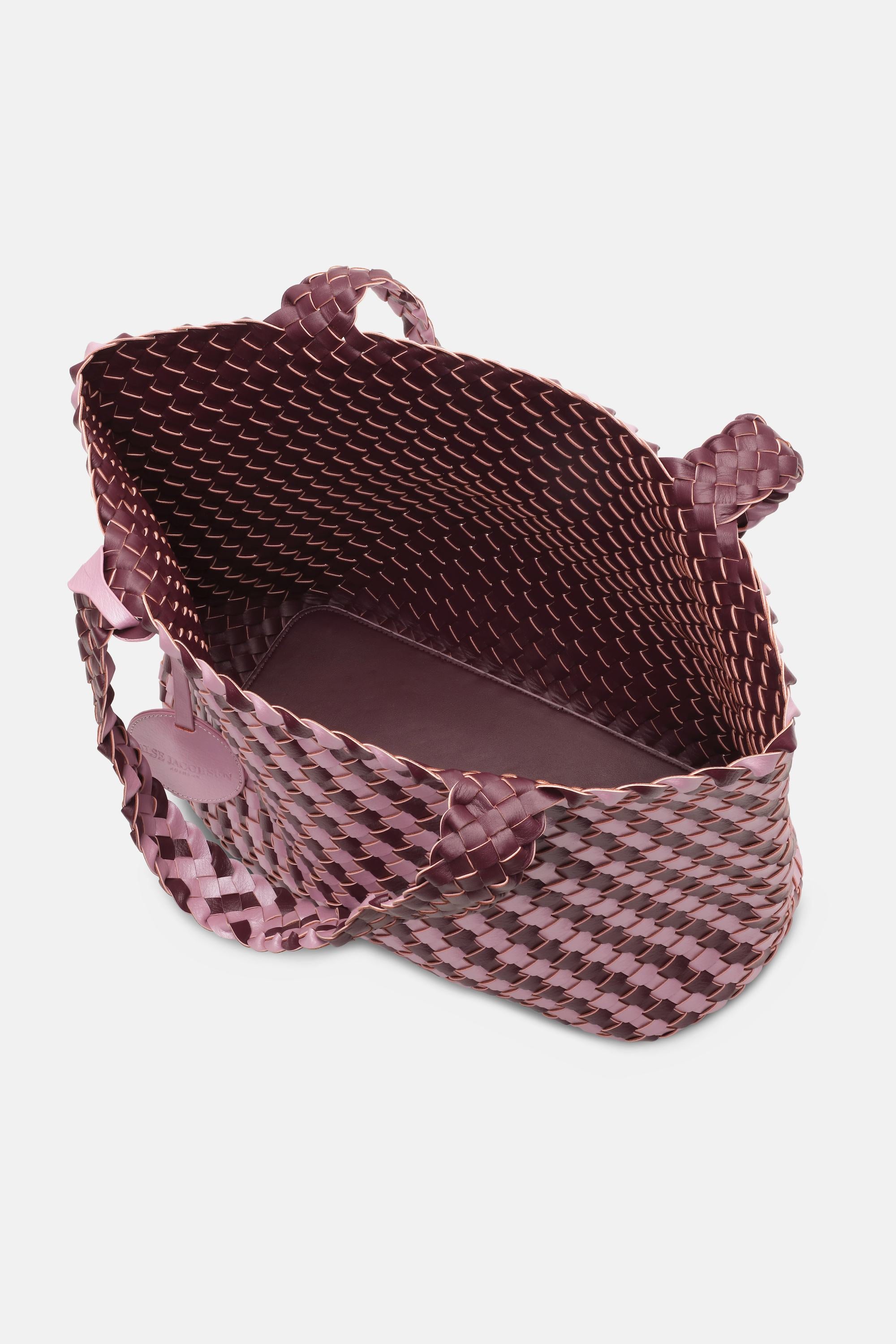 Tote Bag Tressé - Maroon Banner Rosy Pink