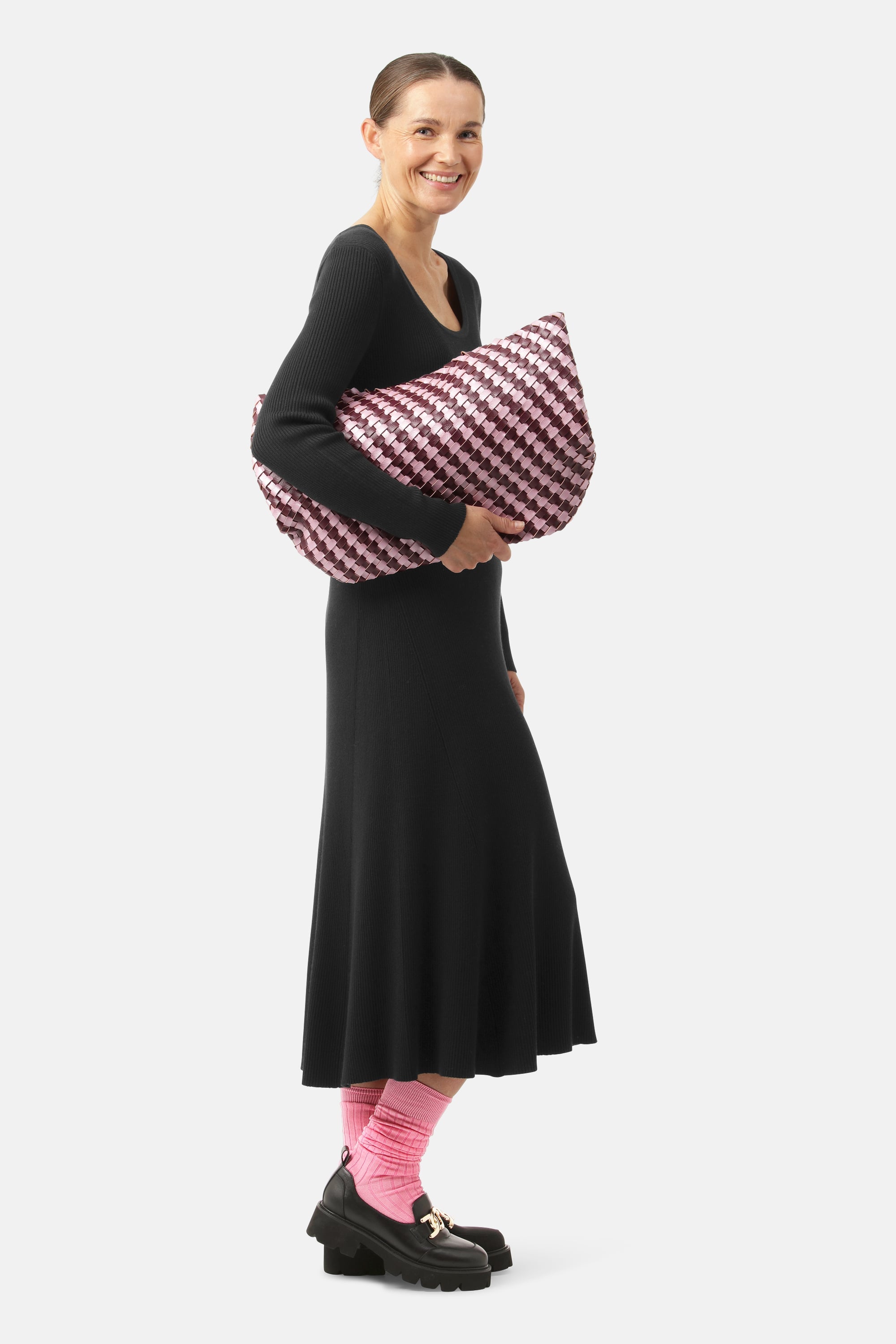 Tote Bag Tressé - Maroon Banner Rosy Pink