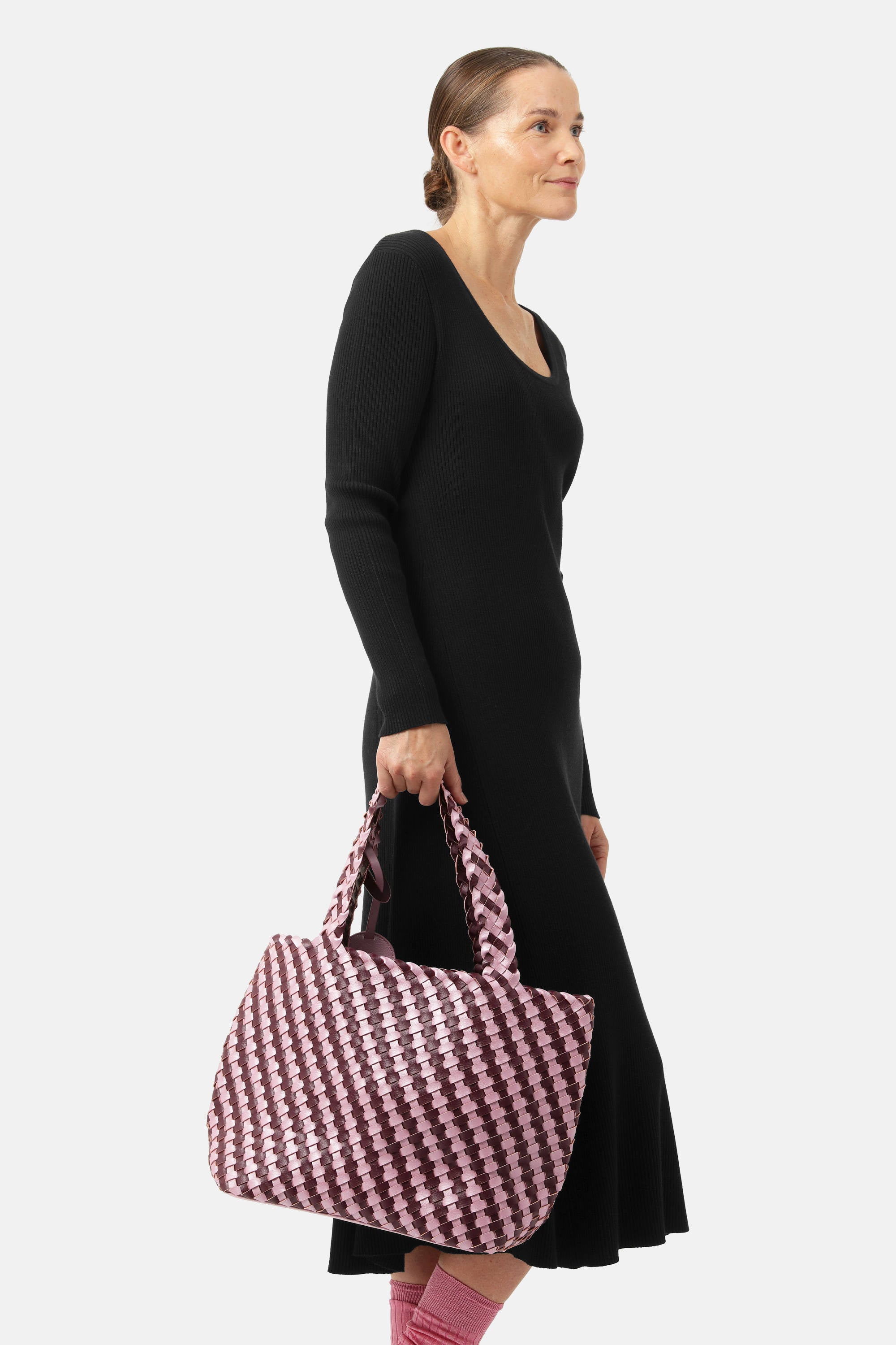 Tote Bag Tressé - Maroon Banner Rosy Pink