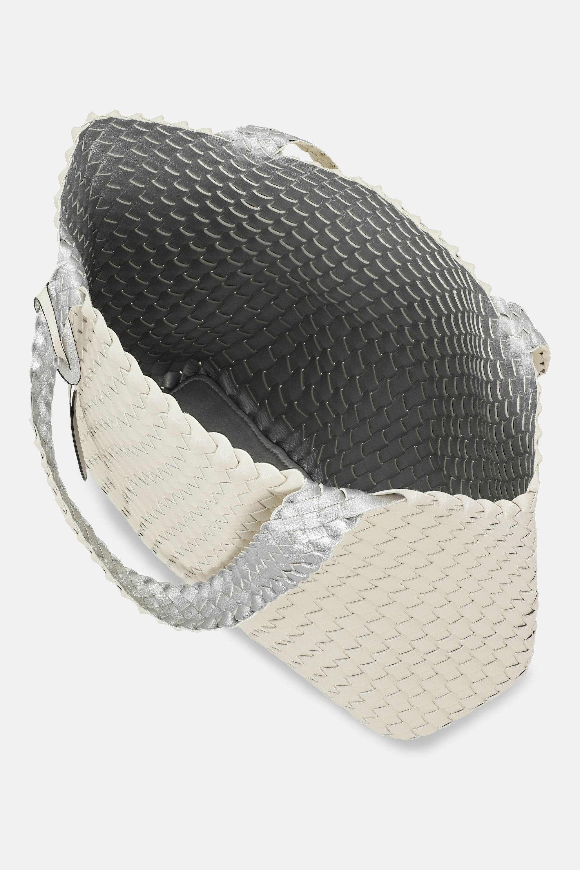 Tote Bag Tressé - Egg White Silver