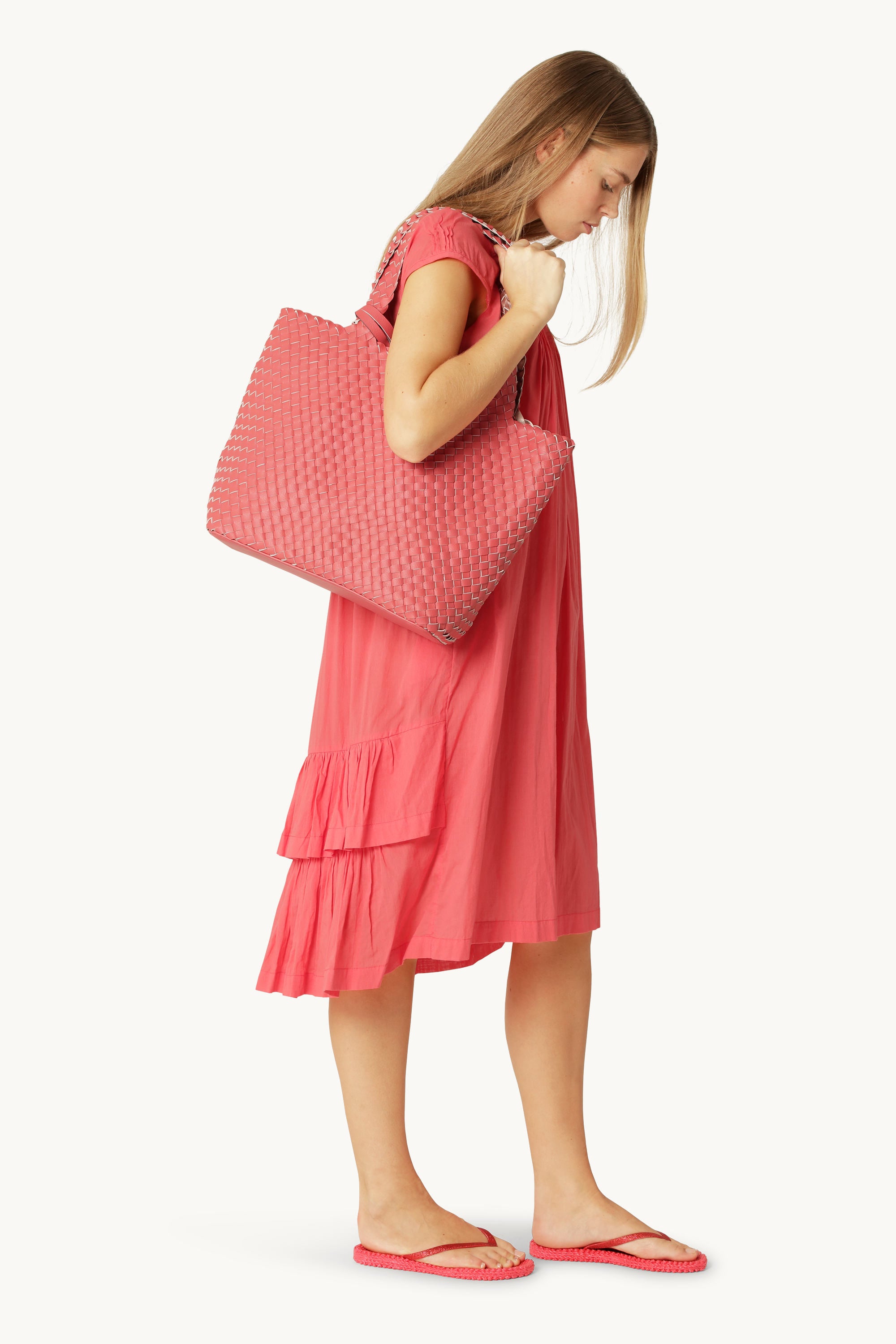 Tote Bag Tressé - Durbarry Metallic Rose