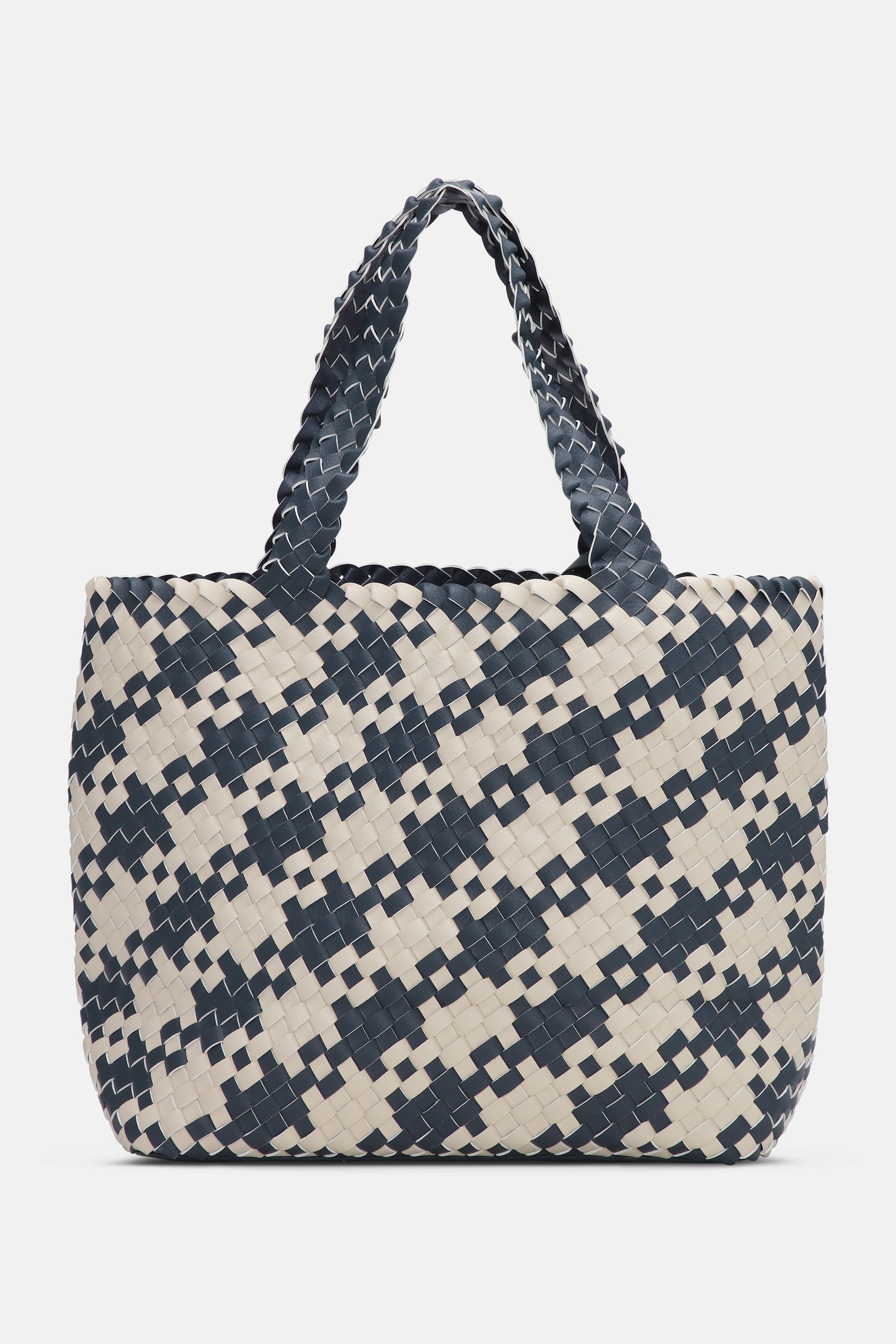Houndstooth Braided Shopper - Ombre Blue light Sand