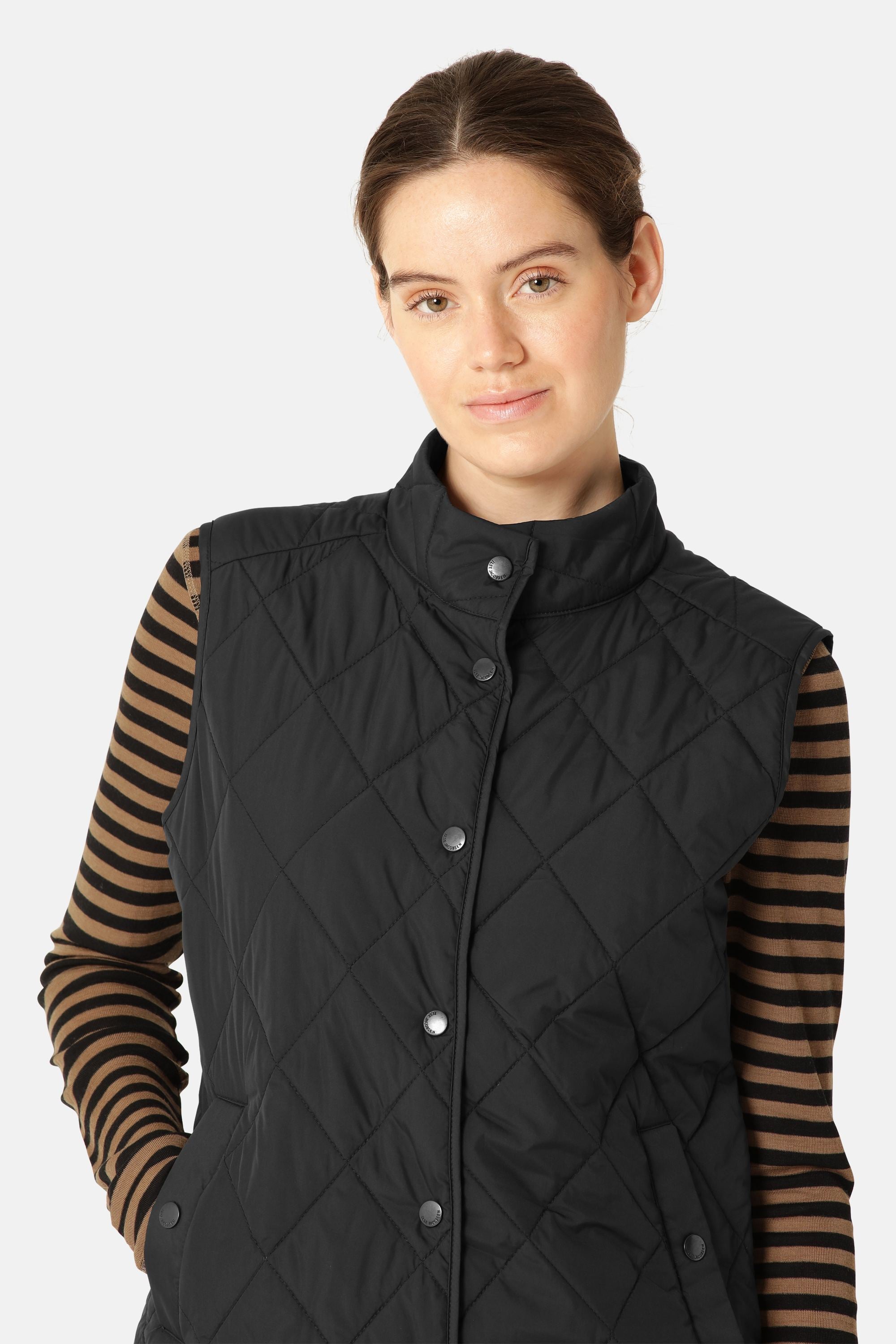 Quilted Short Vest - Black