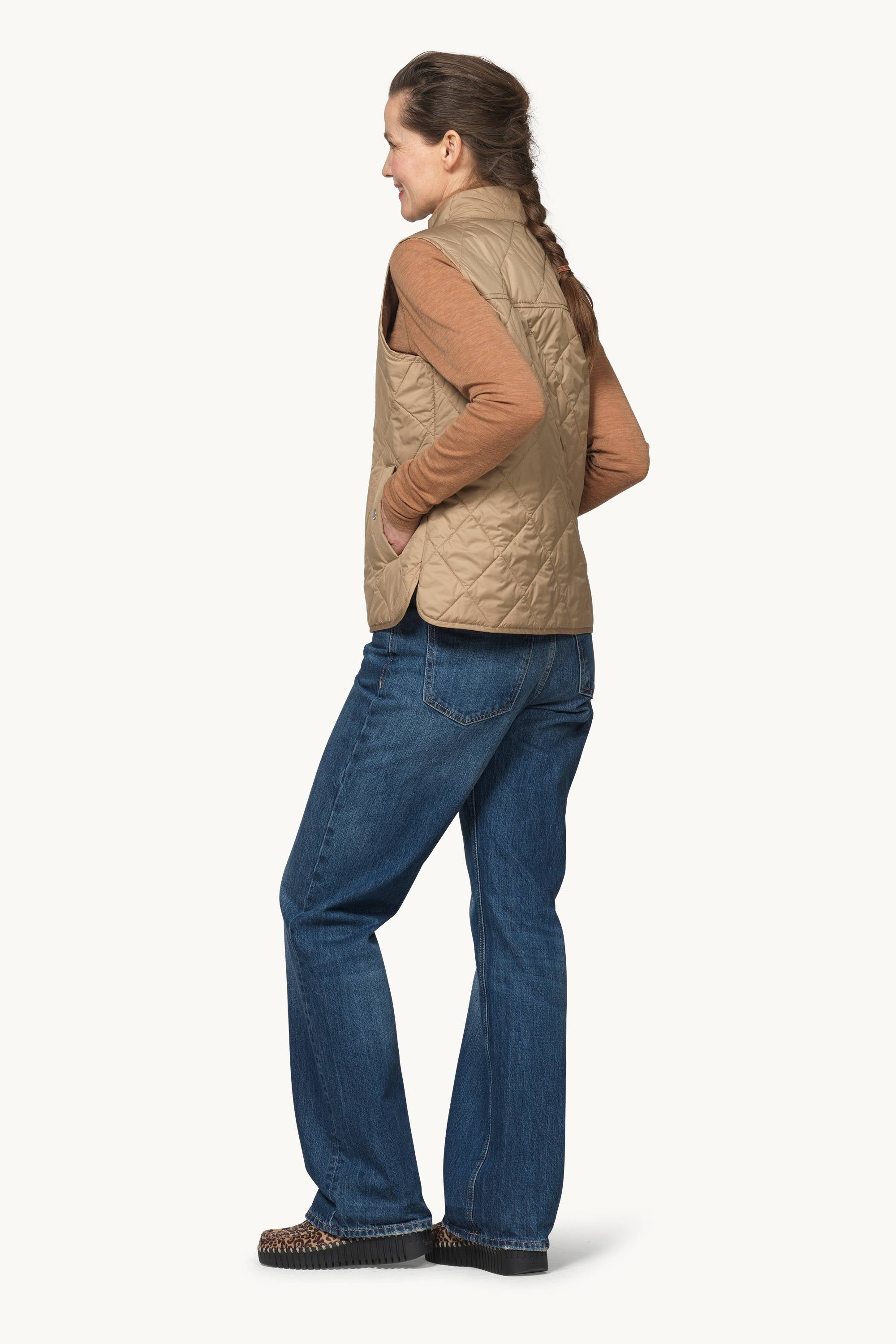 Quilted Short Vest - Sepia Tint