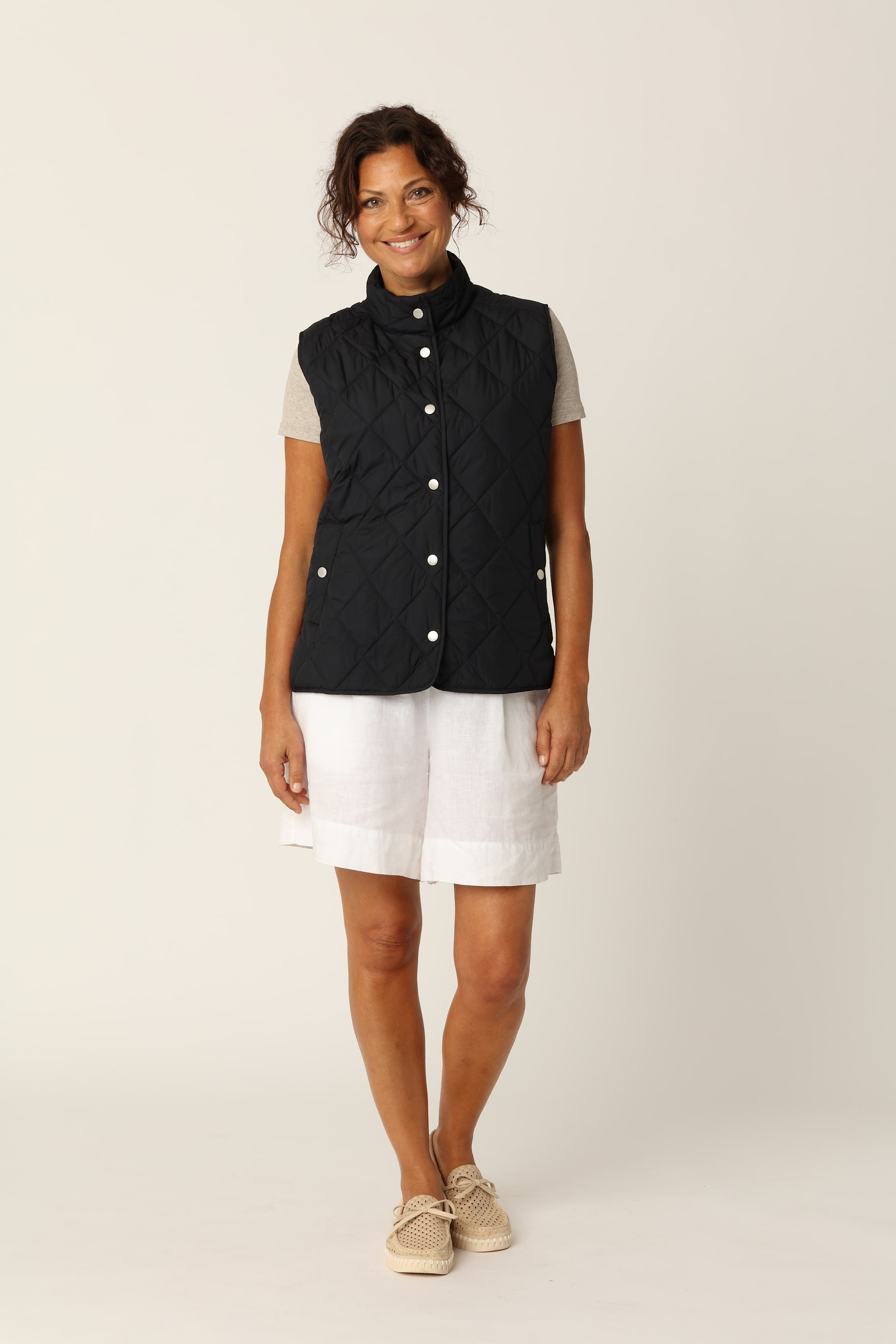 Quilted Short Vest - Dark Indigo