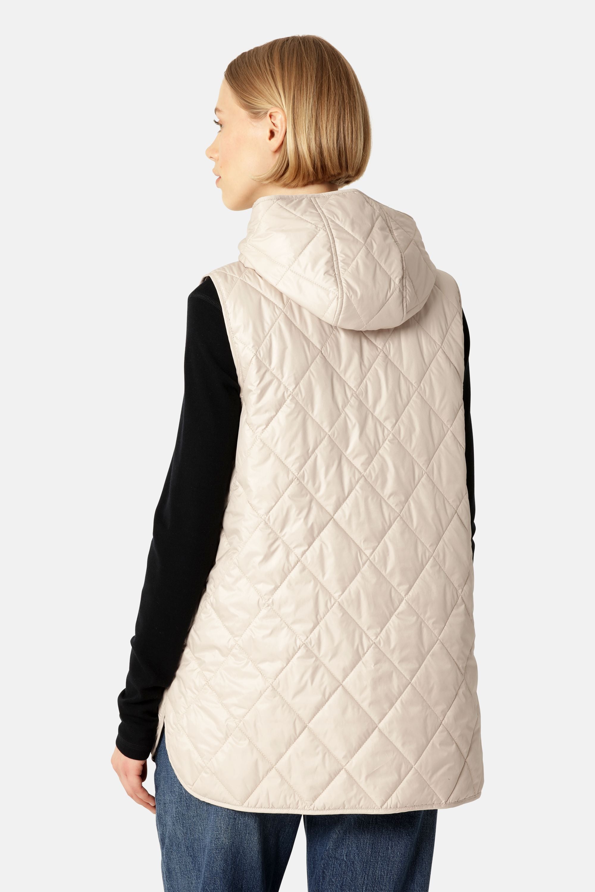 Quilted Long Vest - Light camel