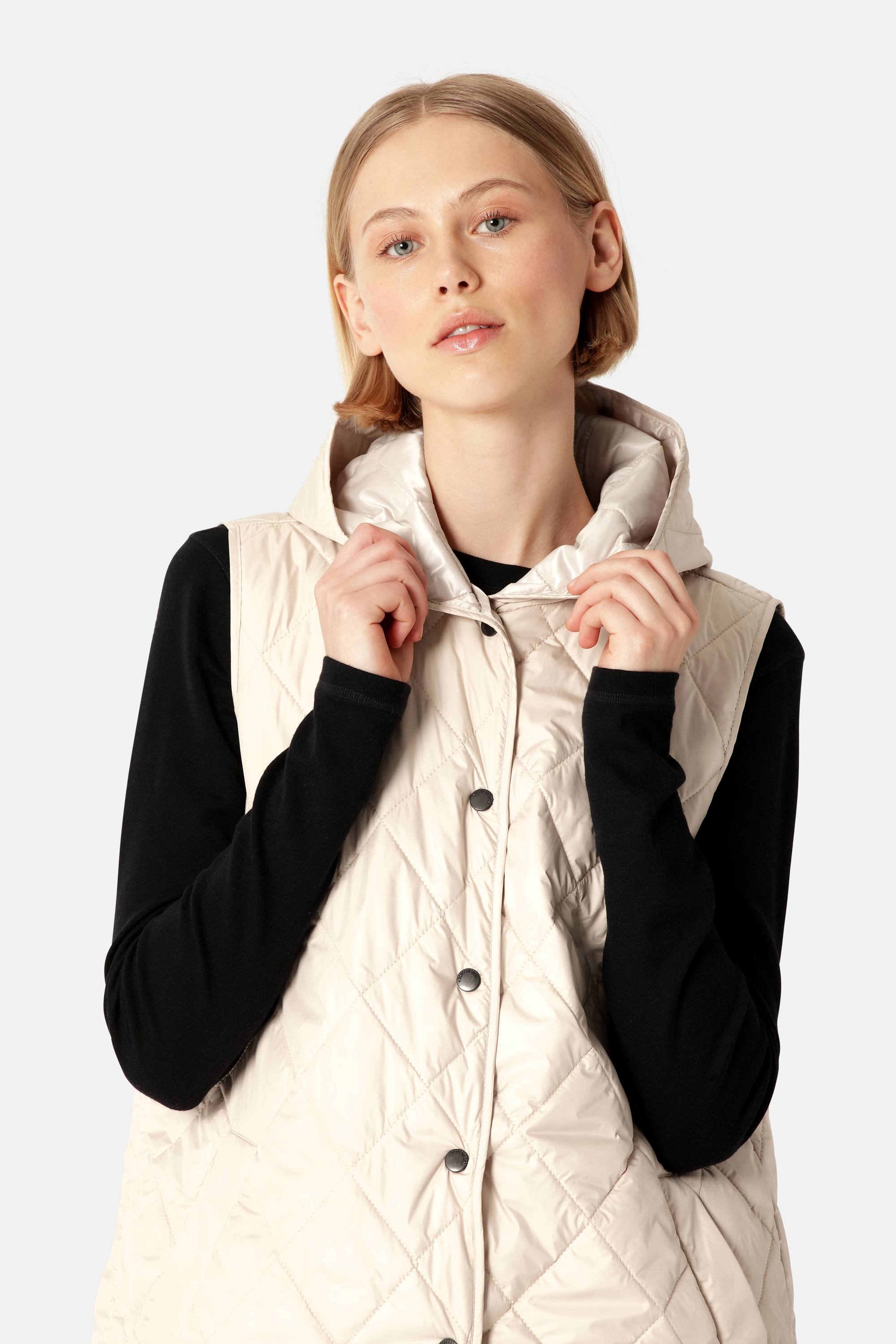 Quilted Long Vest - Light camel