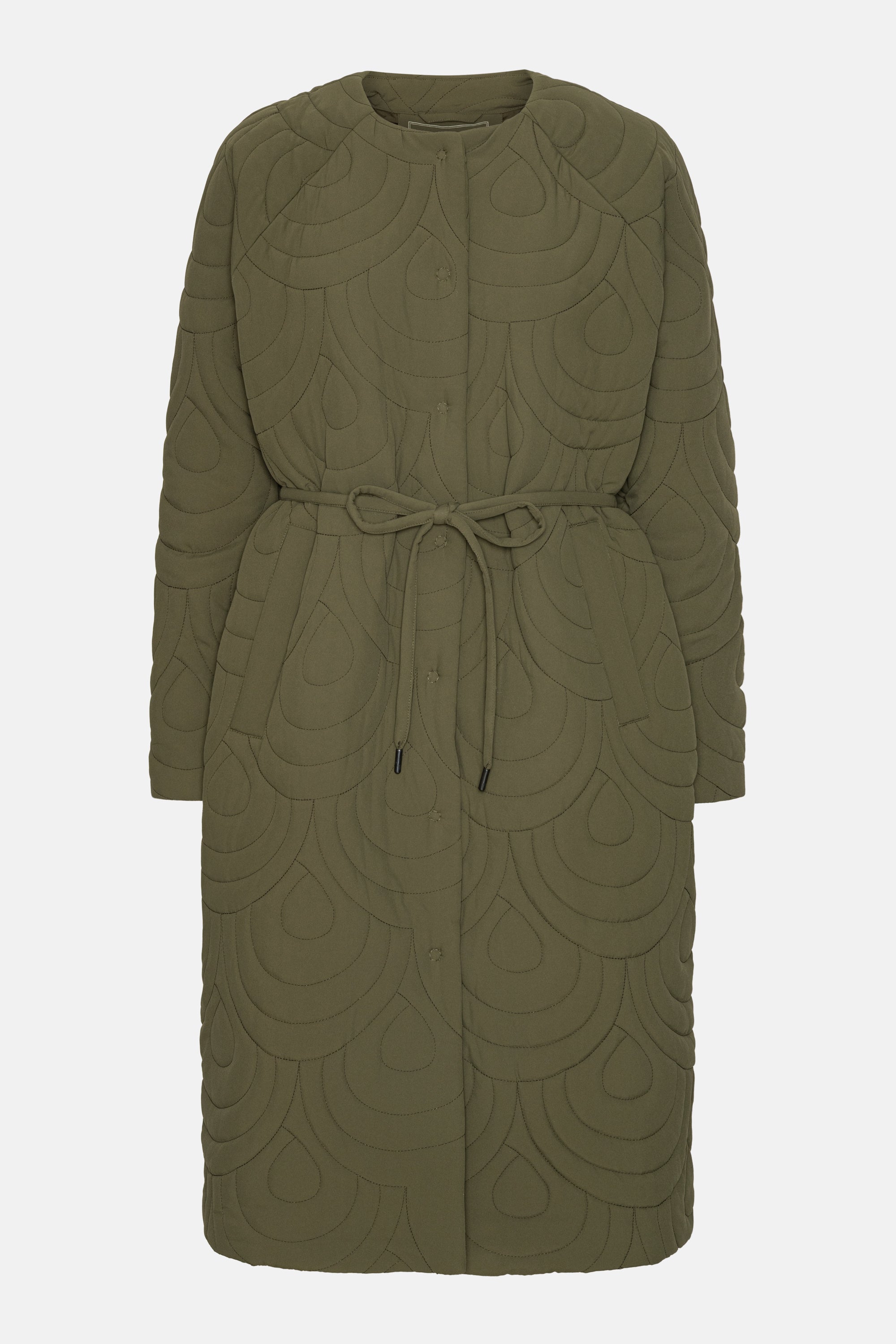 Long Quilted Jacket - Olive Night