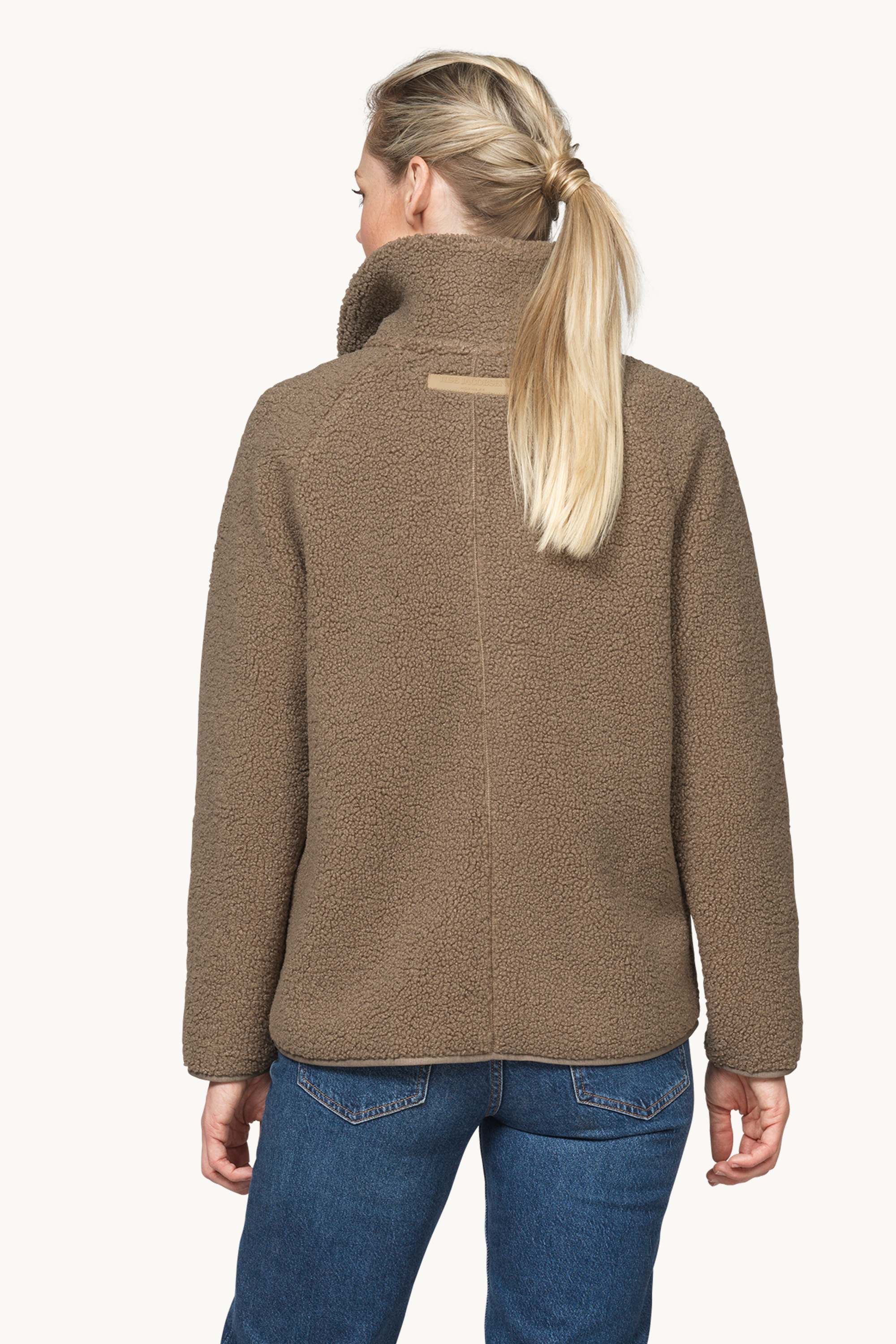Short Pile Jacket with Zipper - Greige