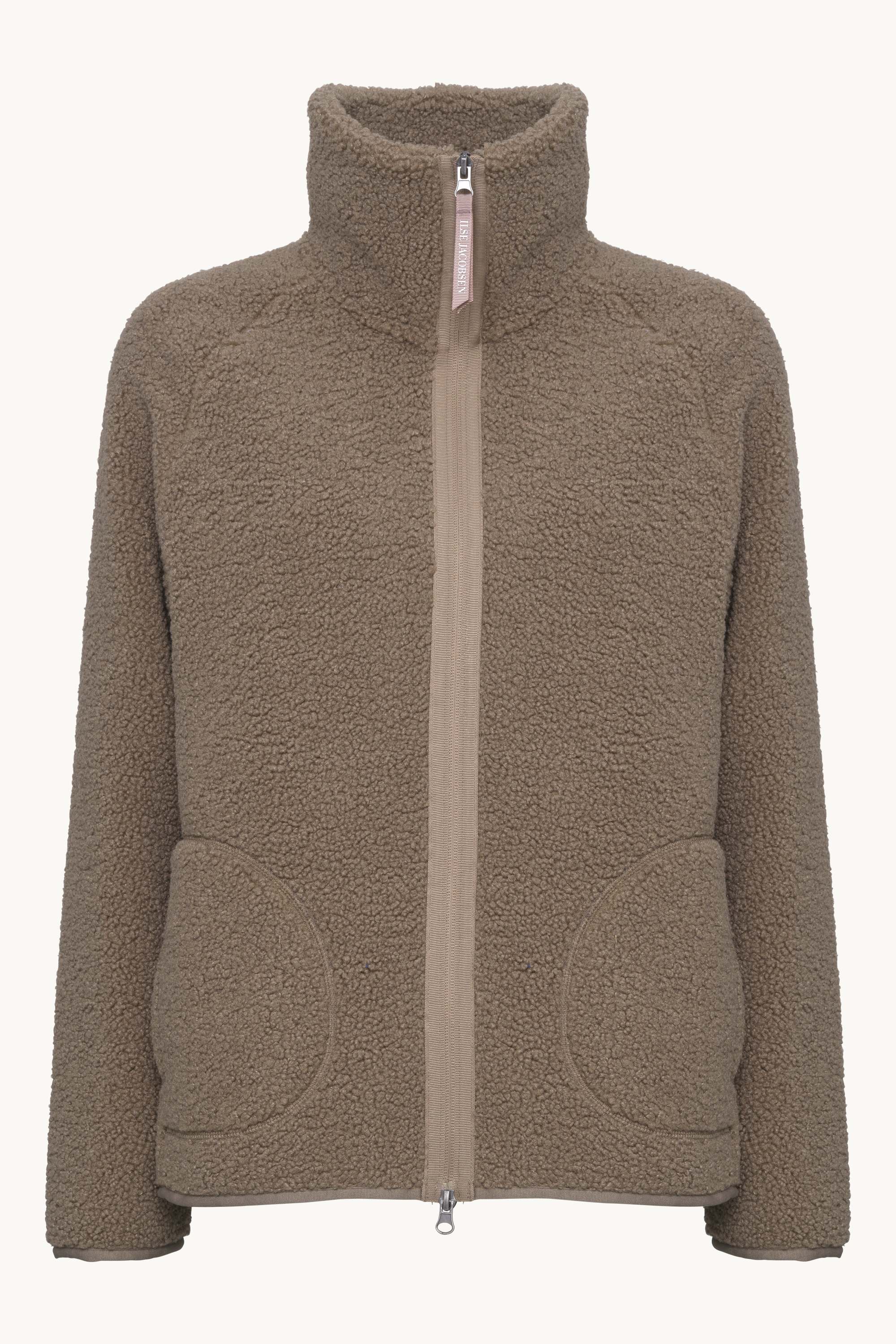 Short Pile Jacket with Zipper - Greige