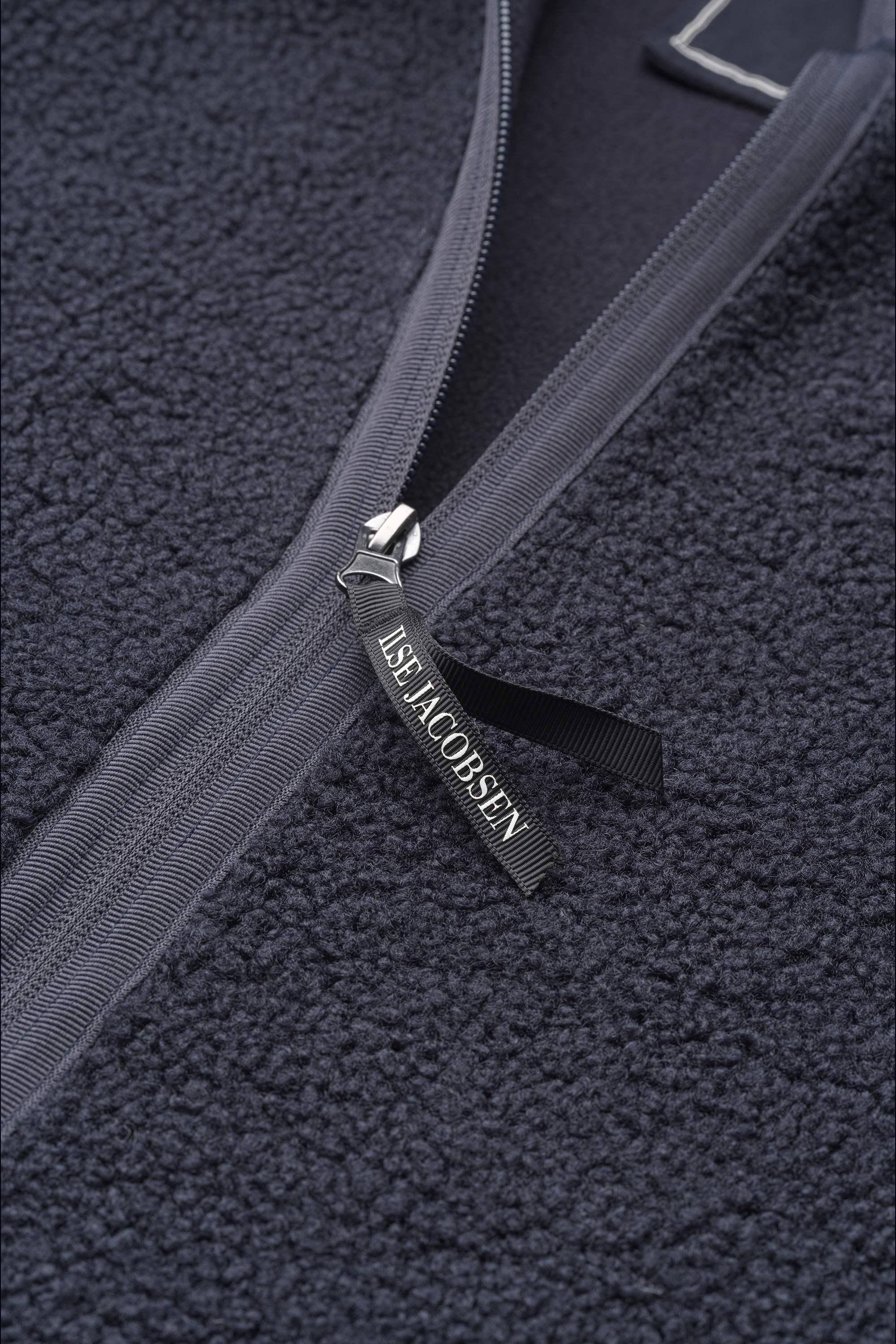 Short Pile Jacket with Zipper - Dark Indigo