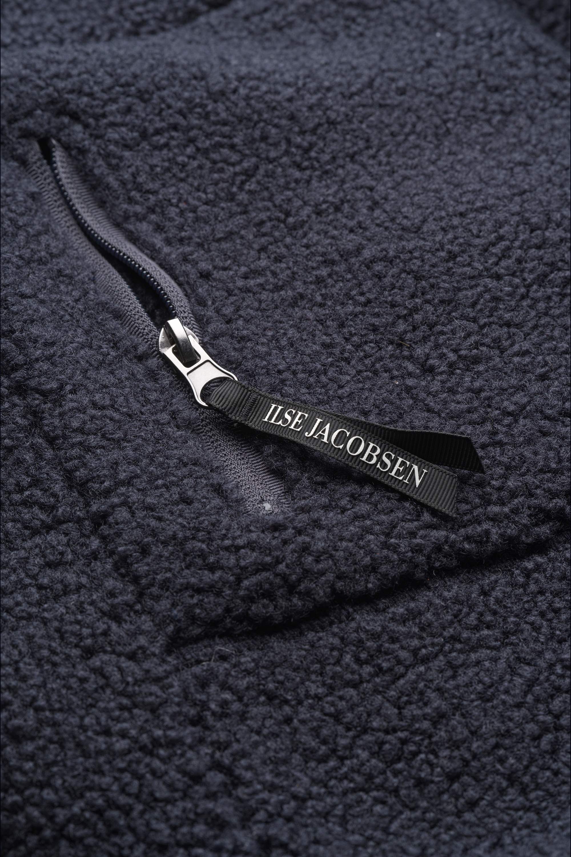 Long Pile Vest with Zipper - Dark Indigo