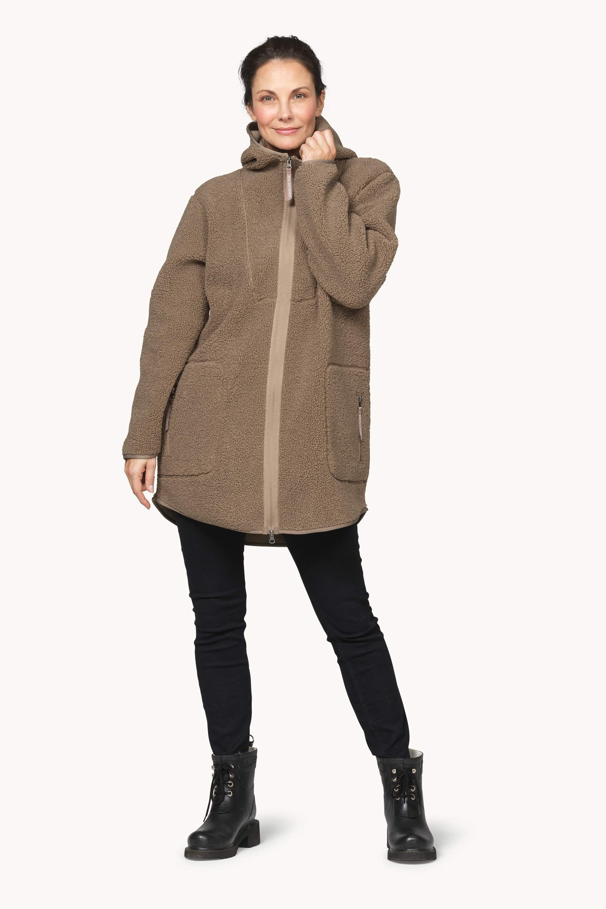 Bonded Pile Jacket with Hood - Greige