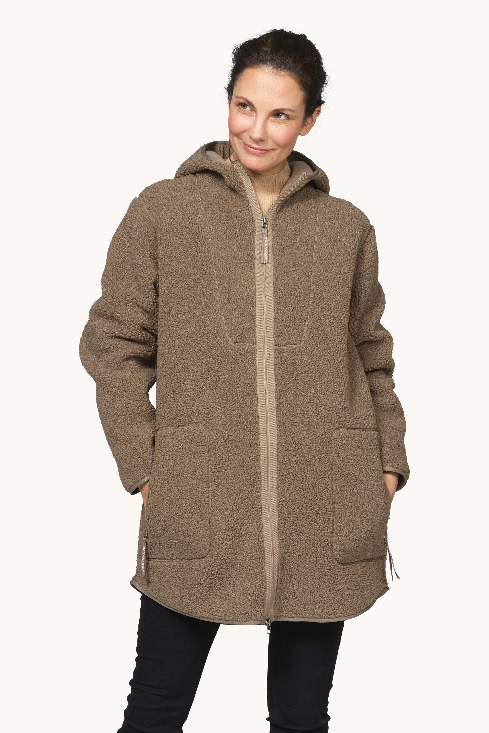 Bonded Pile Jacket with Hood - Greige