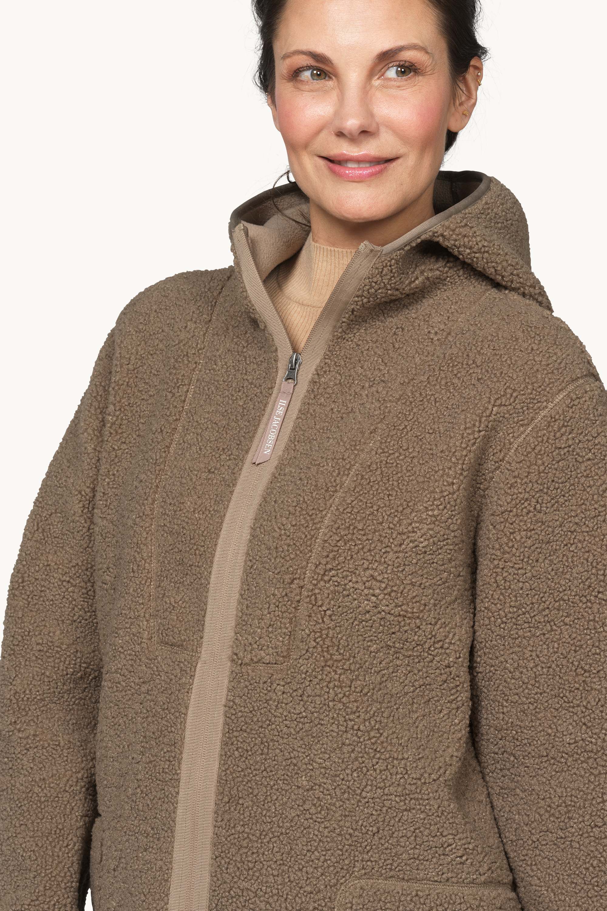 Bonded Pile Jacket with Hood - Greige