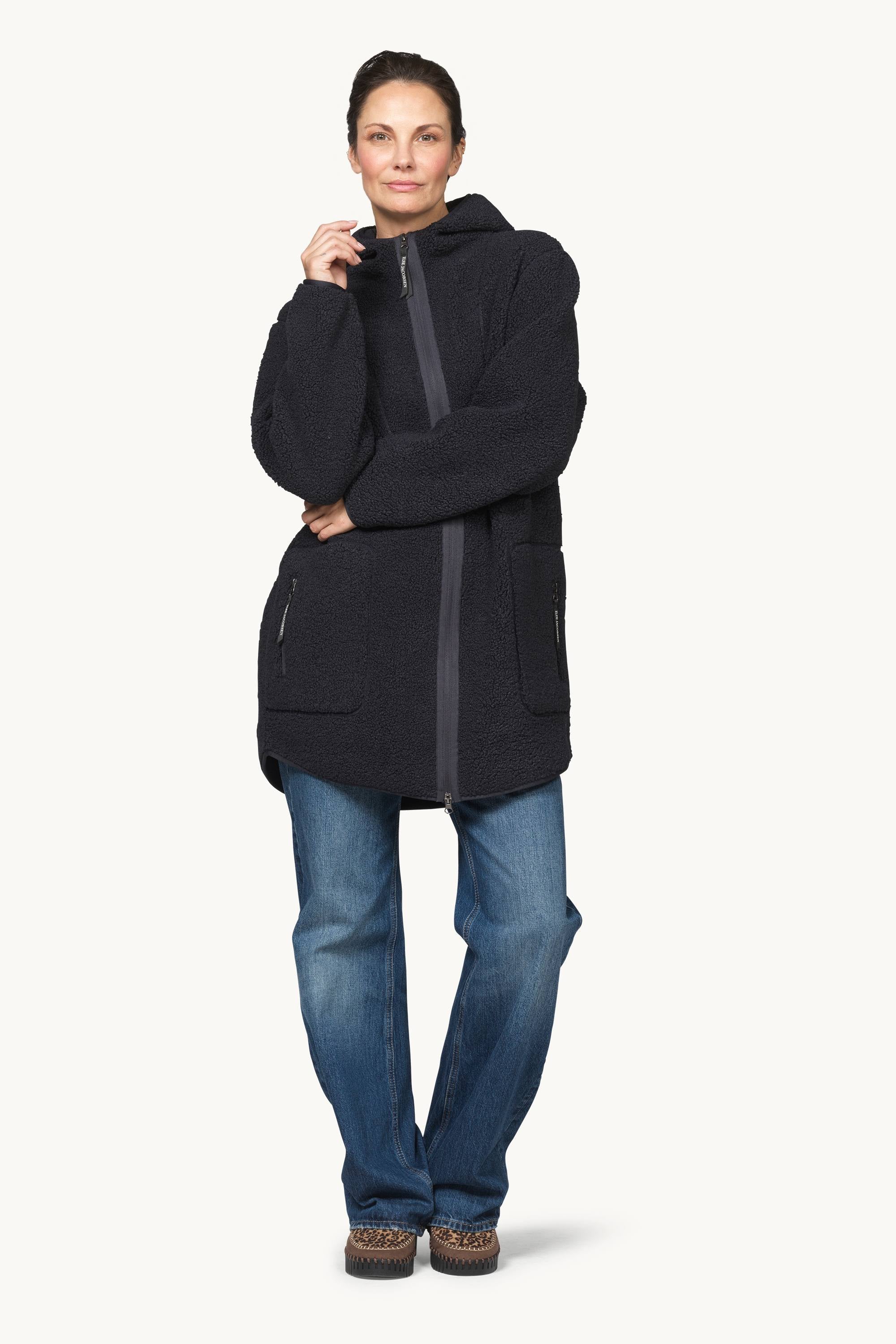 Bonded Pile Jacket with Hood - Dark Indigo