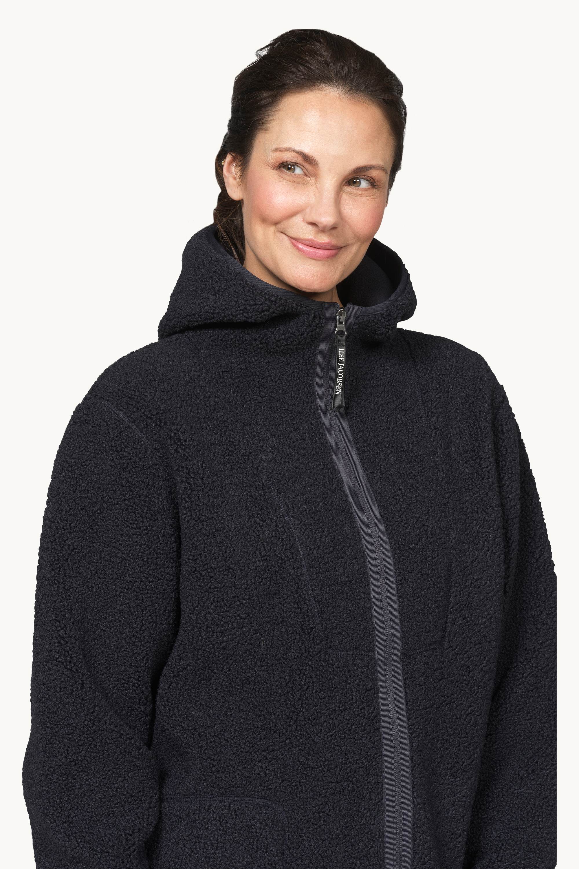 Bonded Pile Jacket with Hood - Dark Indigo