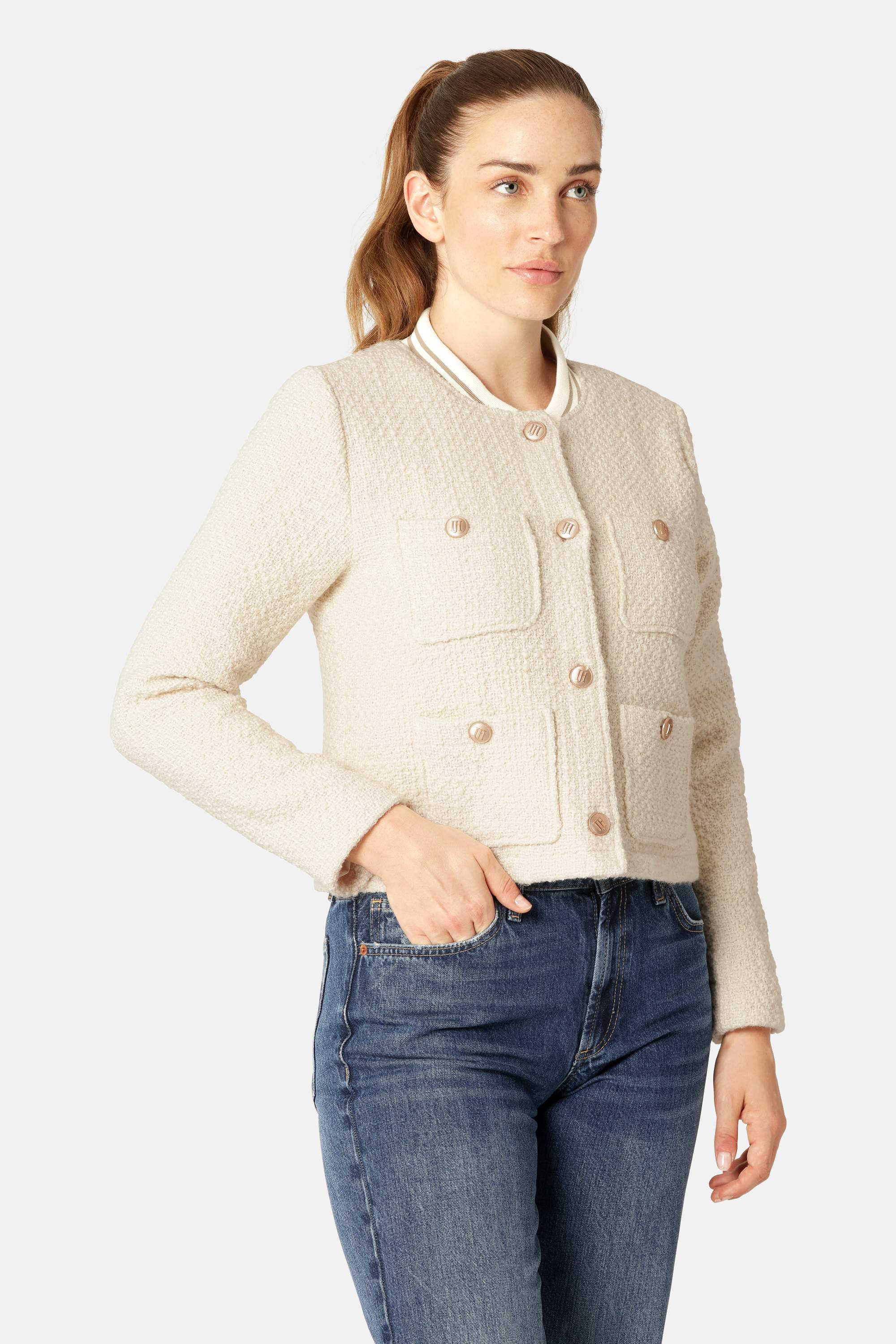 Blouson Bomber en Bouclé - Creme
