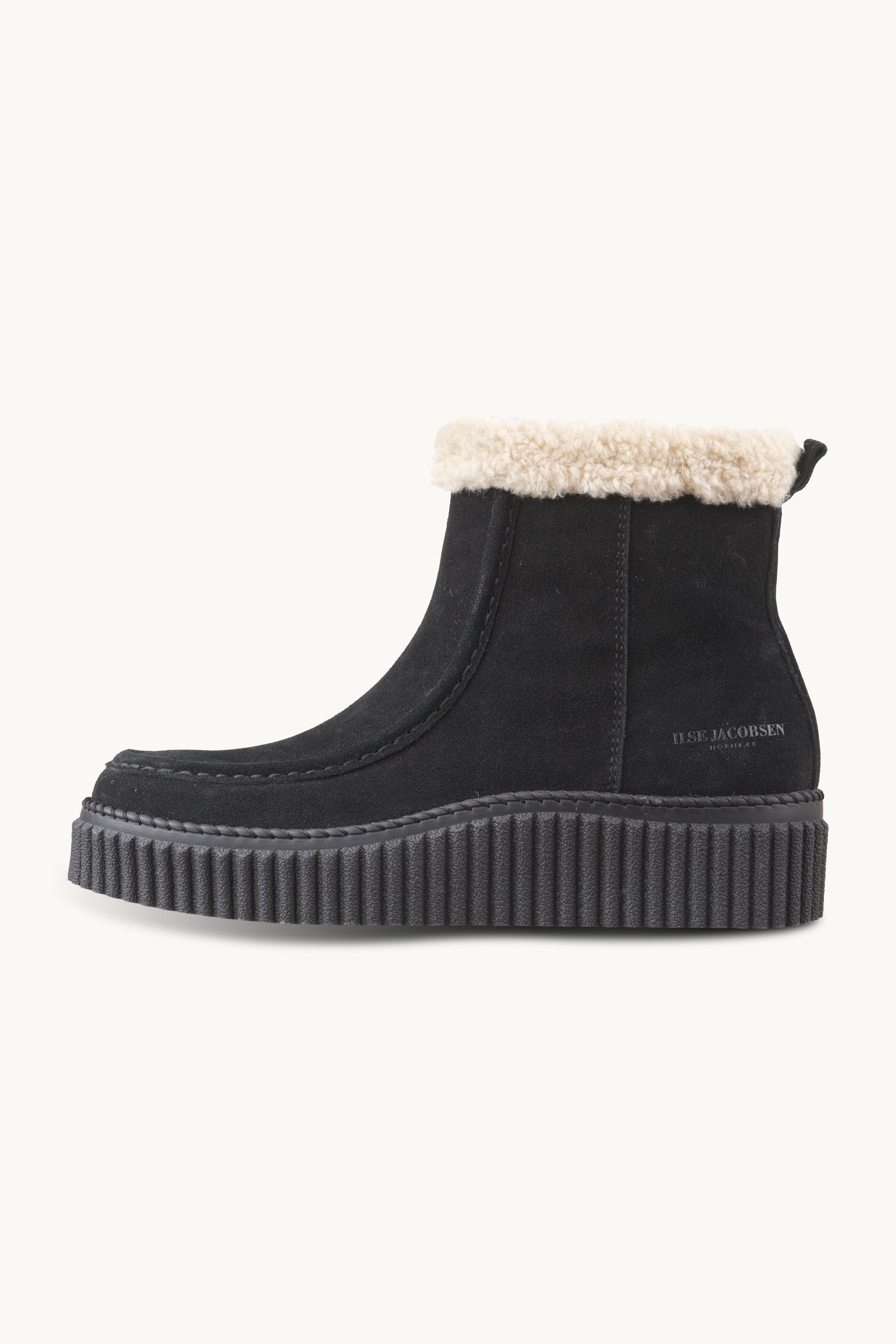 Suede Boots With Shearling - Black Black