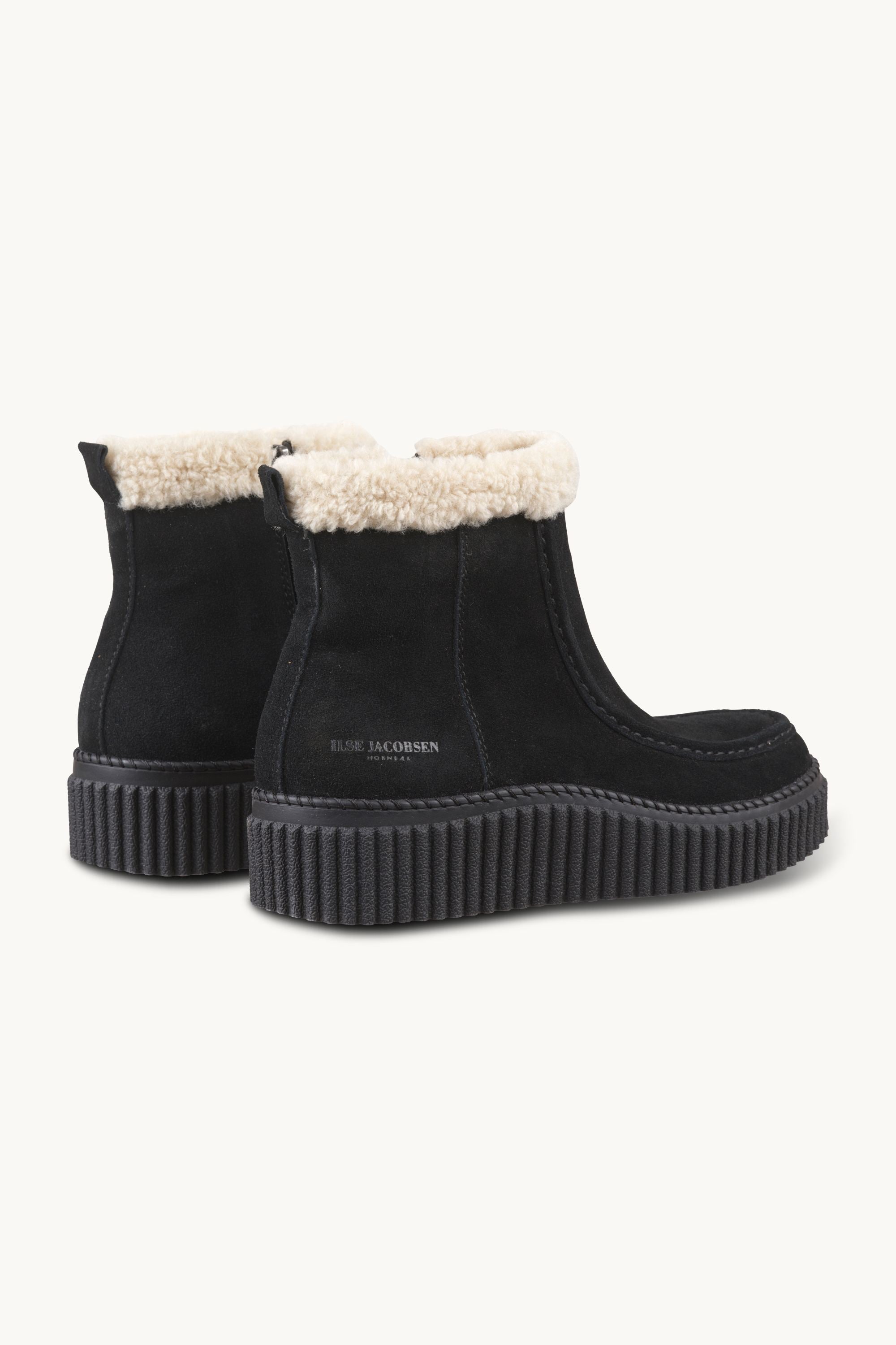 Suede Boots With Shearling - Black Black