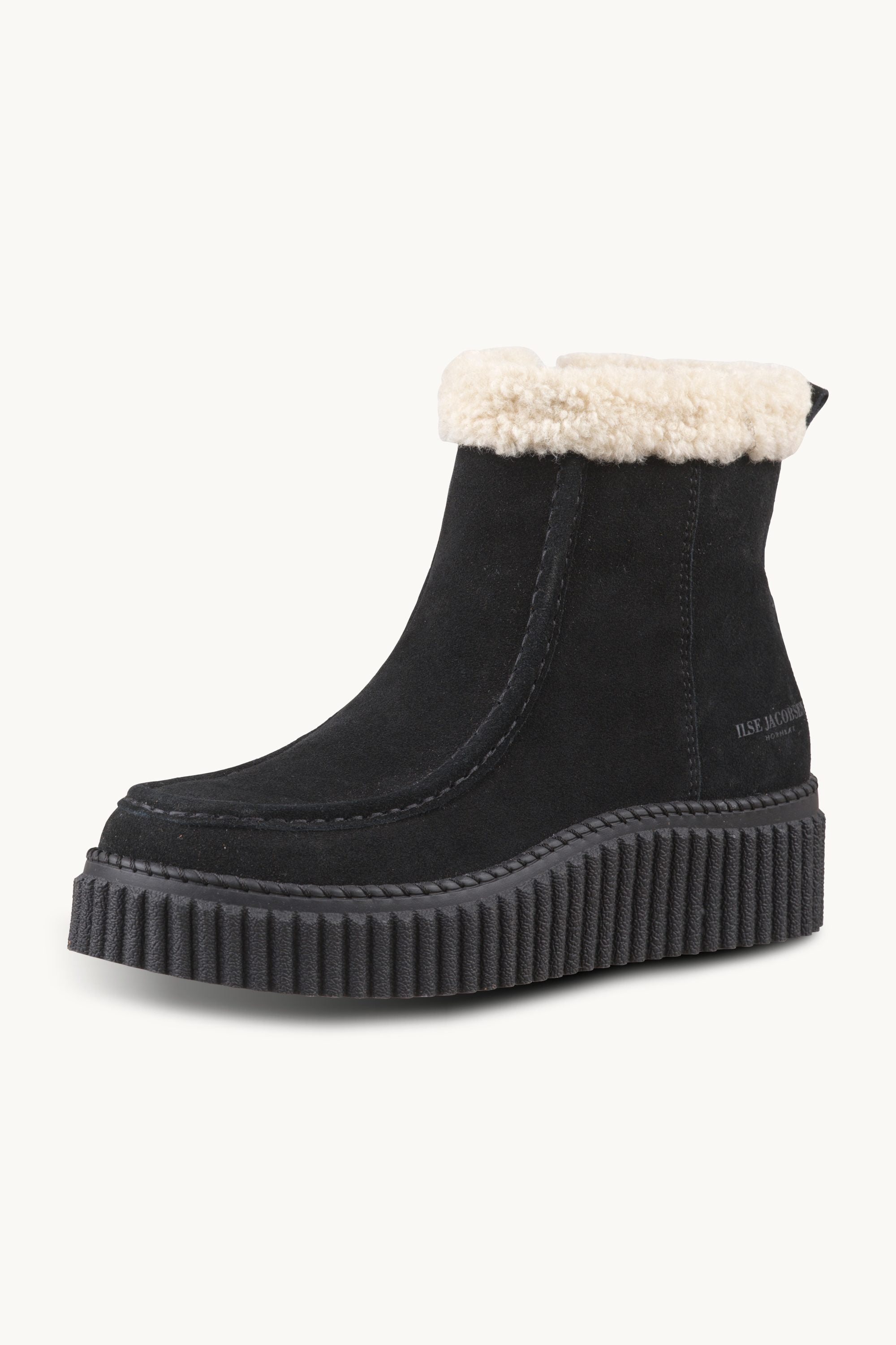 Suede Boots With Shearling - Black Black