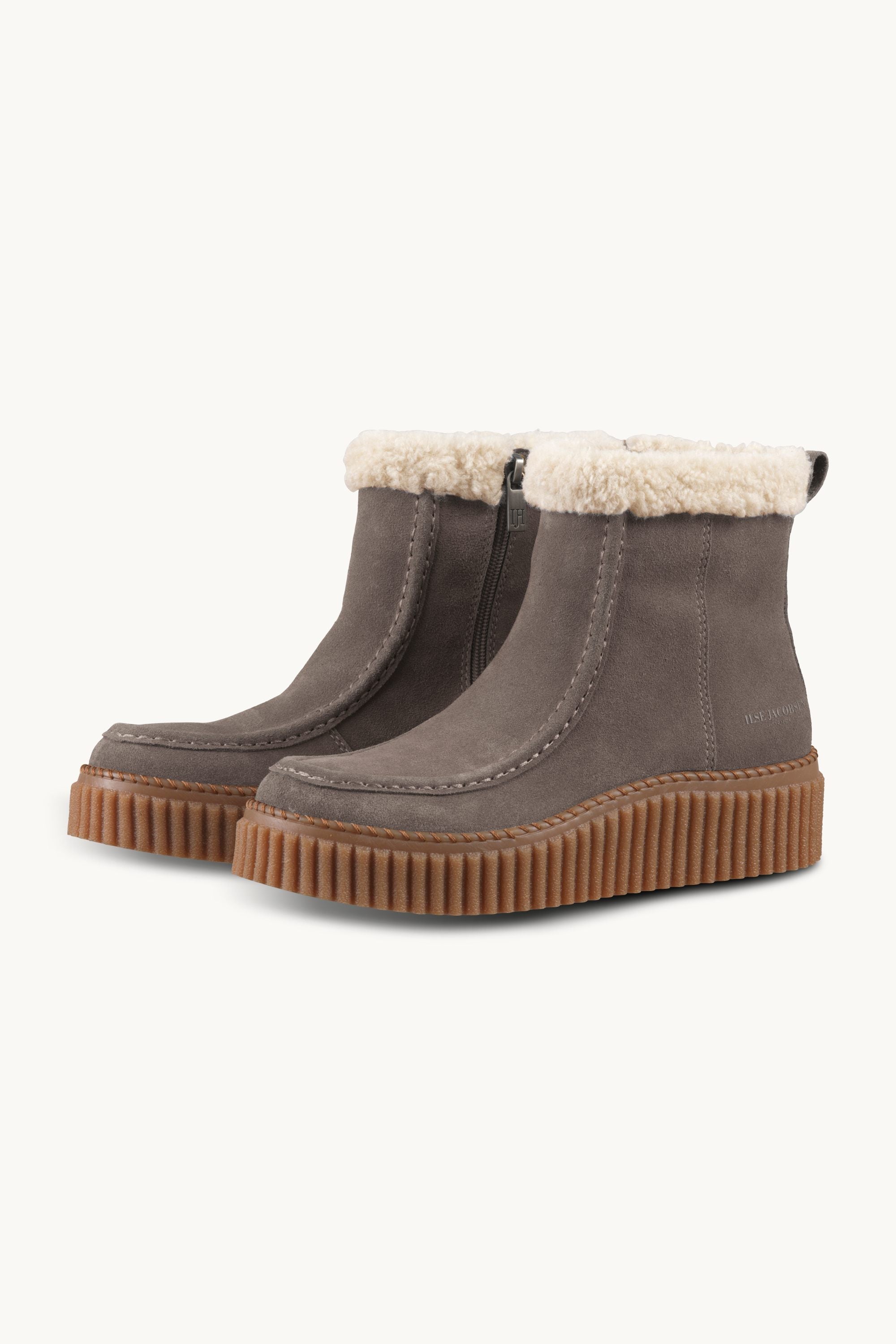Suede Boots With Shearling - Falcon Clay