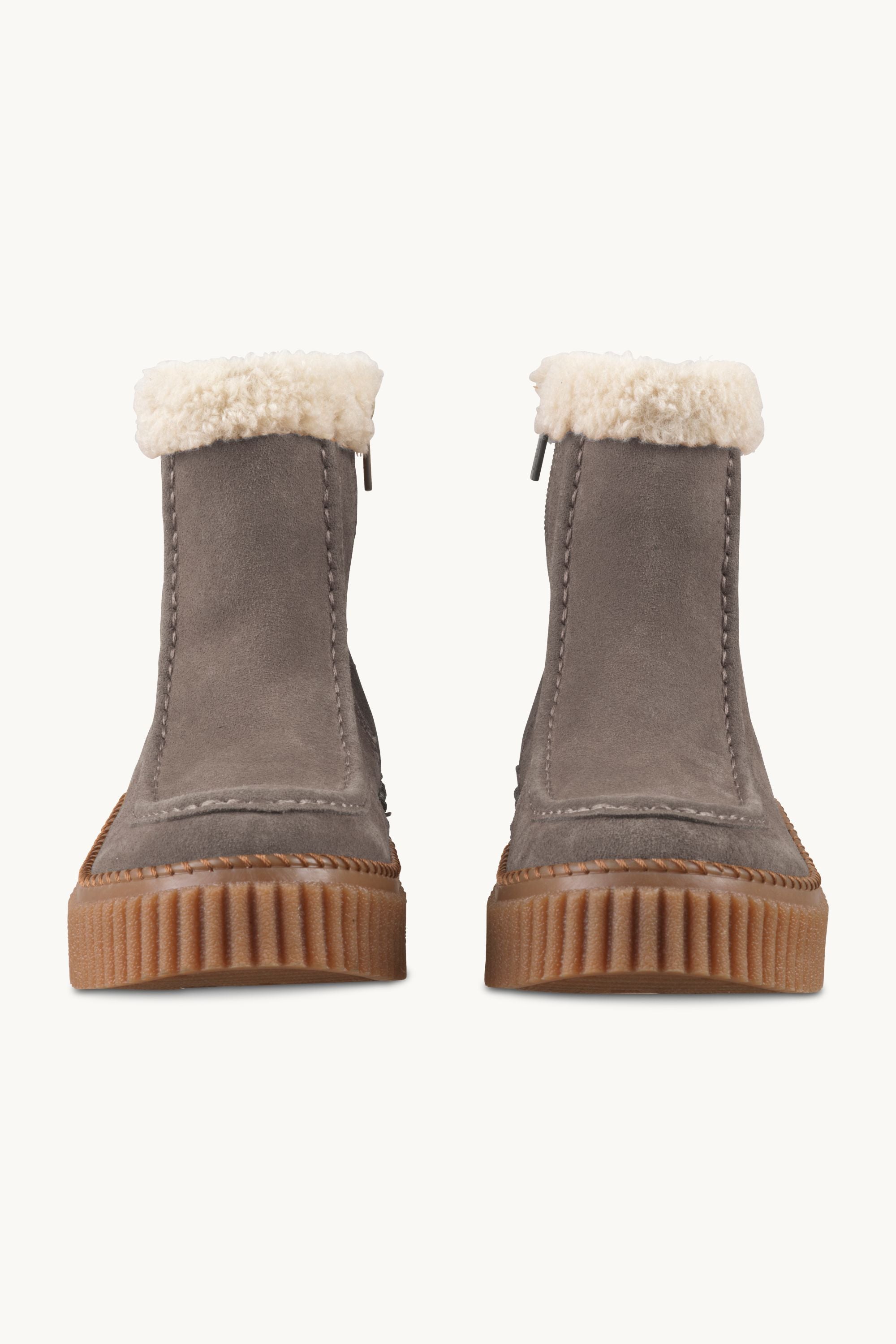 Suede Boots With Shearling - Falcon Clay