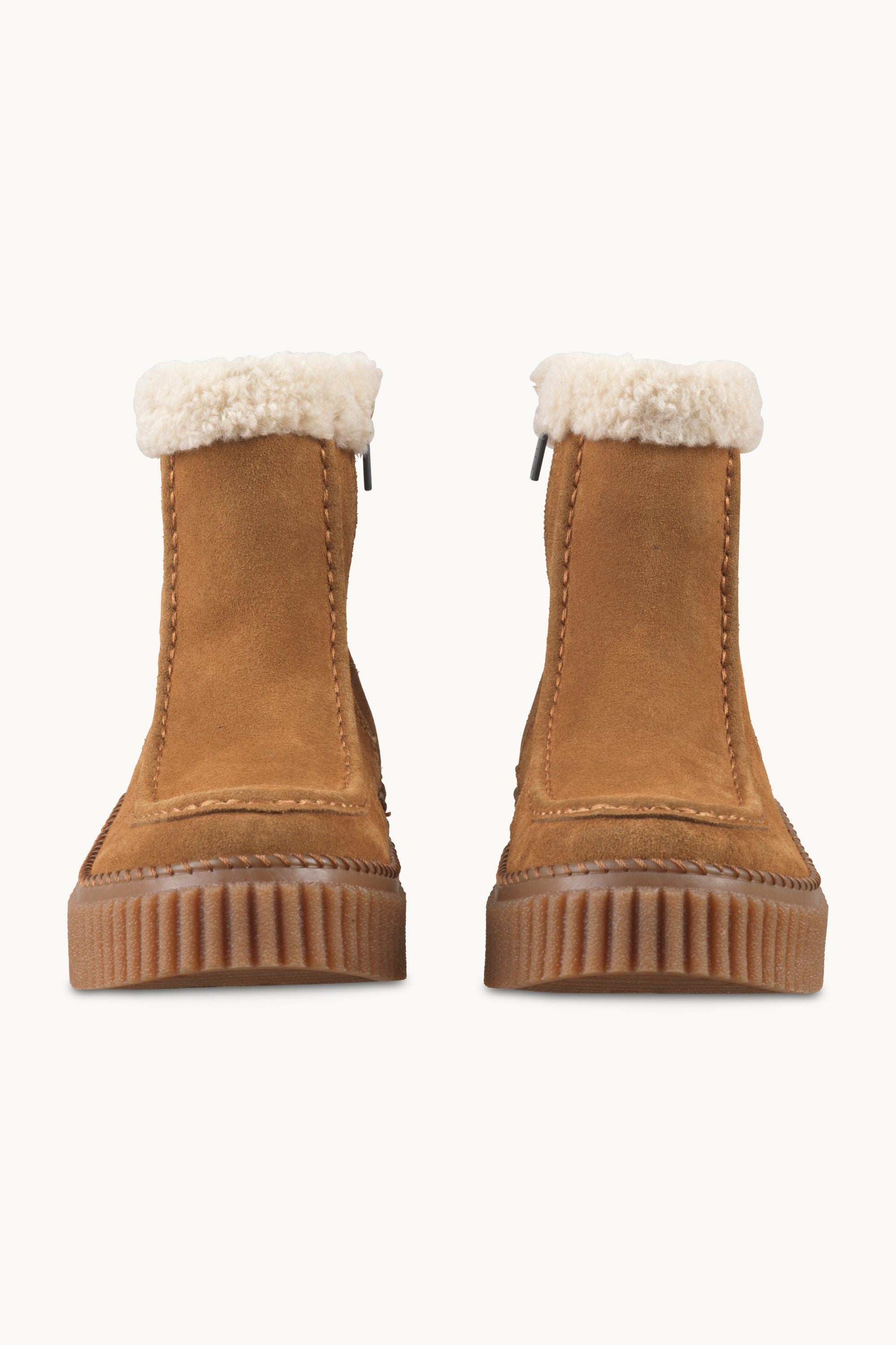 Suede Boots With Shearling - Cashew Clay