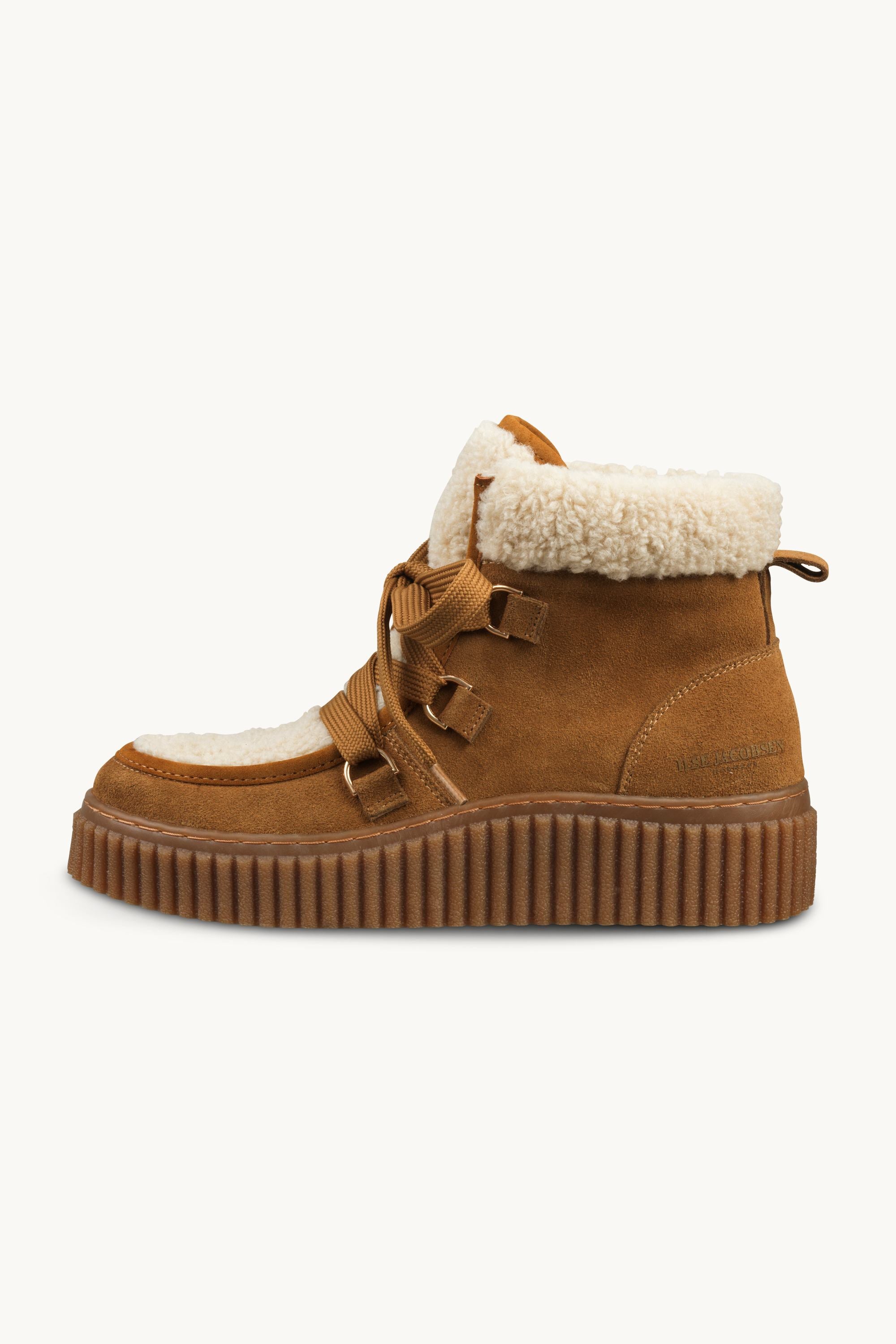 Suede Boots With Shoelaces - Cashew Clay
