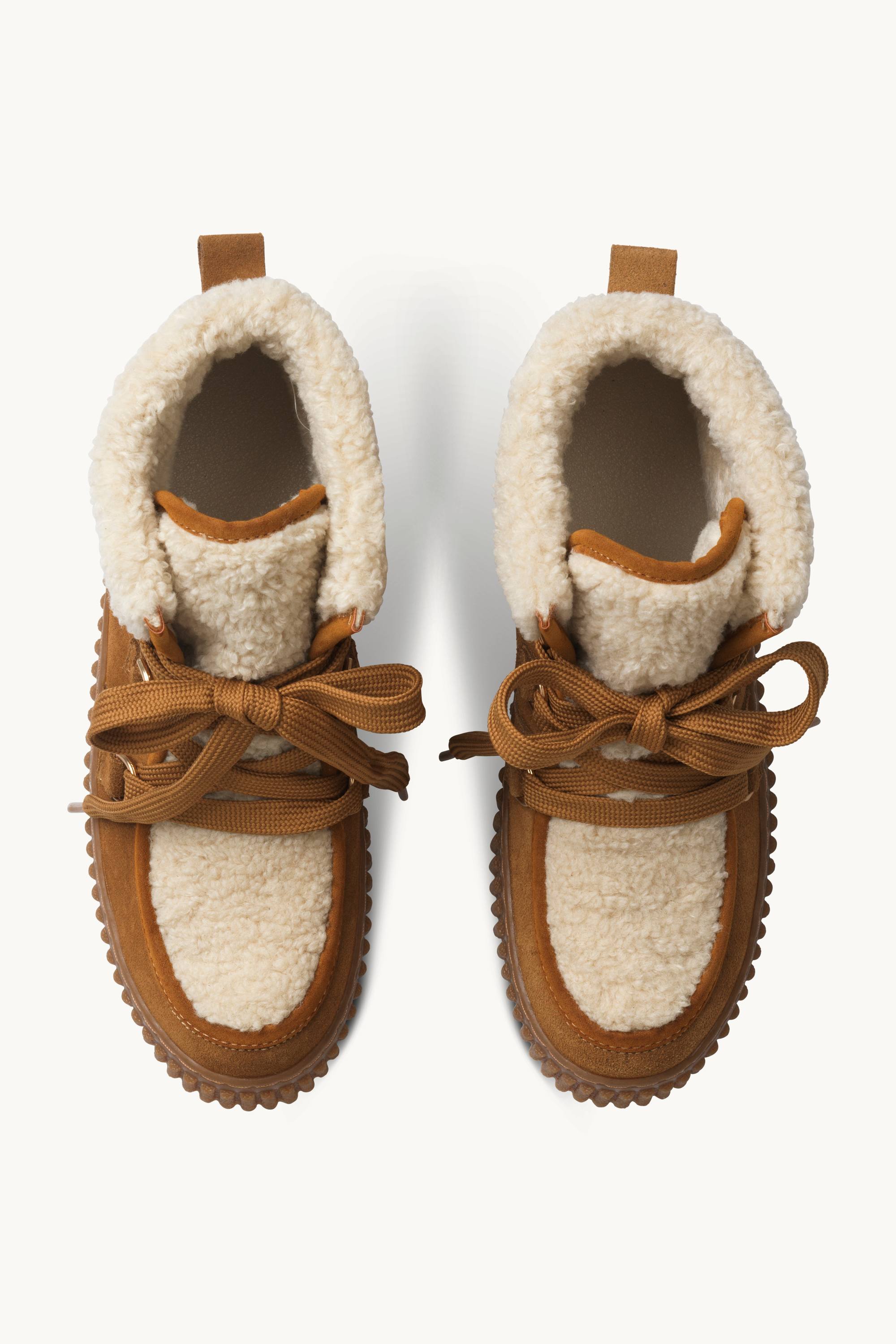 Suede Boots With Shoelaces - Cashew Clay