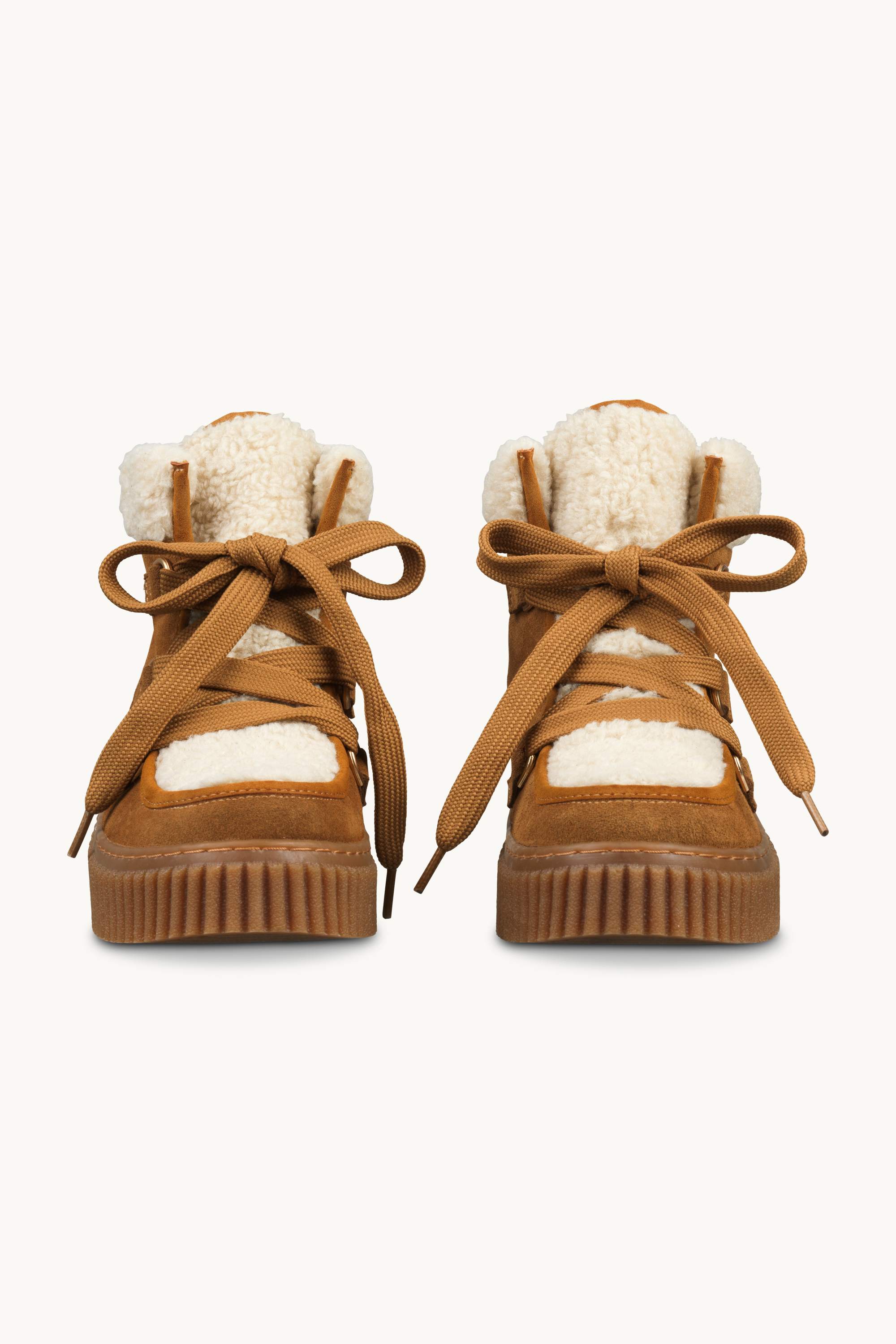 Suede Boots With Shoelaces - Cashew Clay