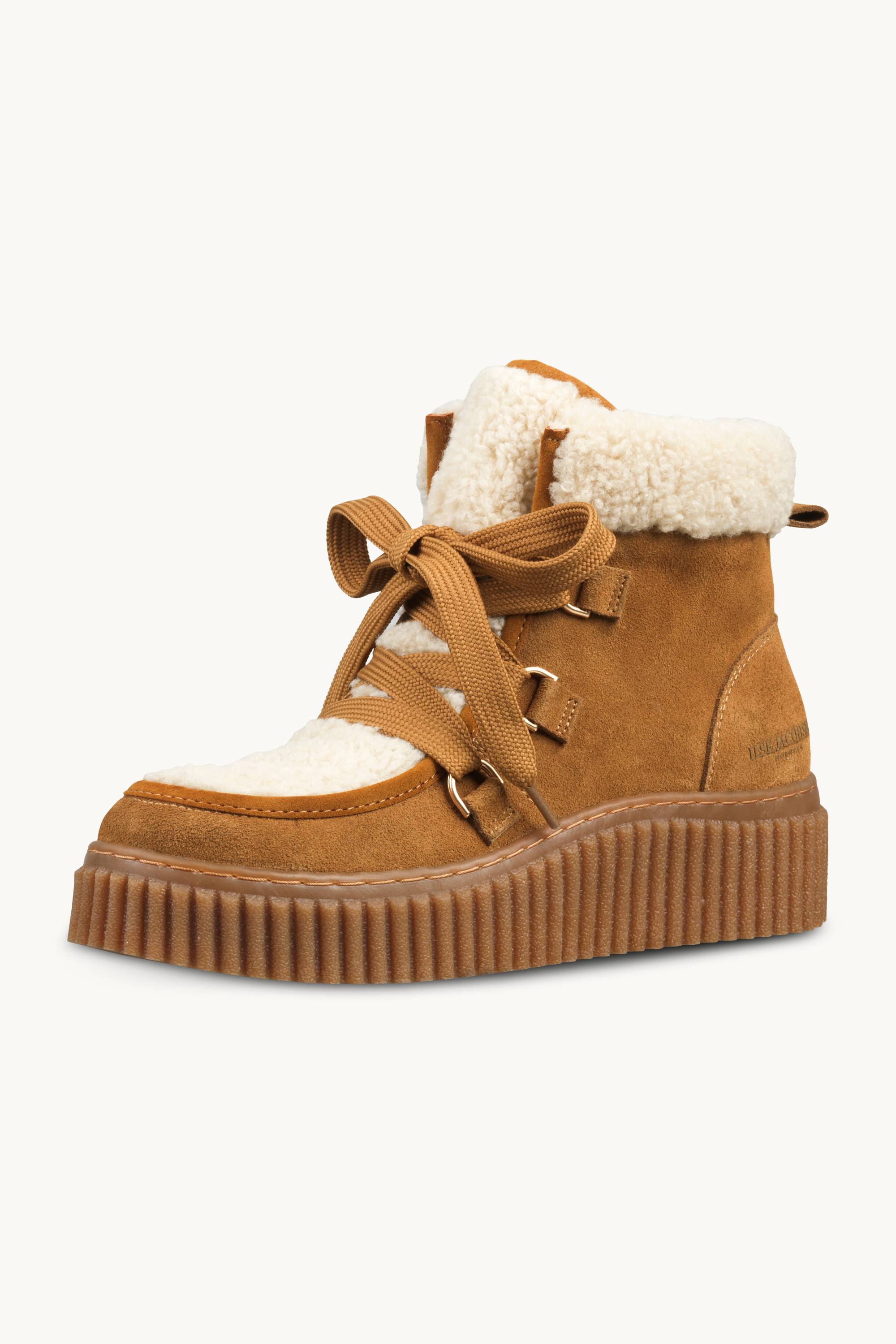 Suede Boots With Shoelaces - Cashew Clay