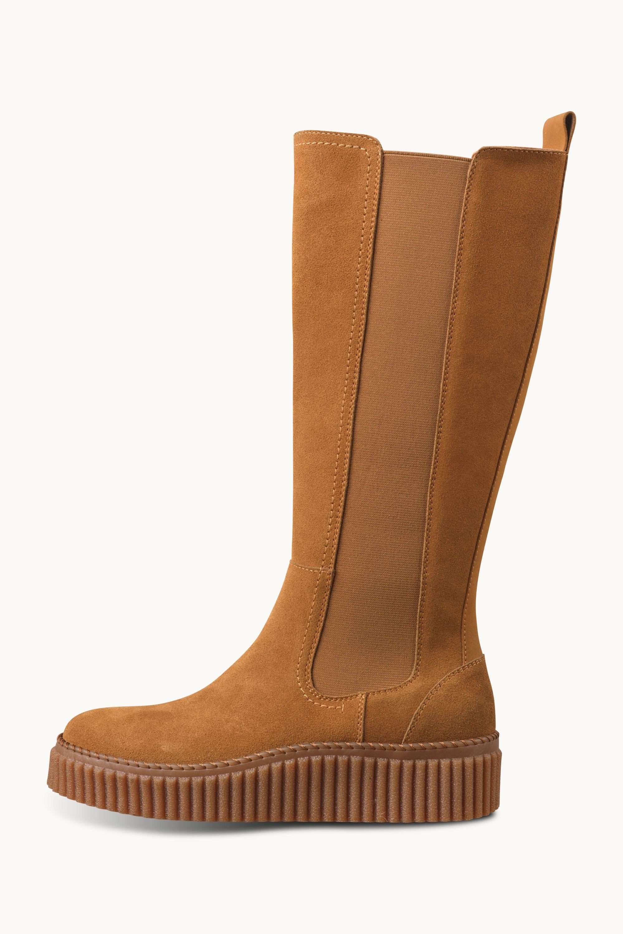 Tall Boots With Elastic - Cashew Clay