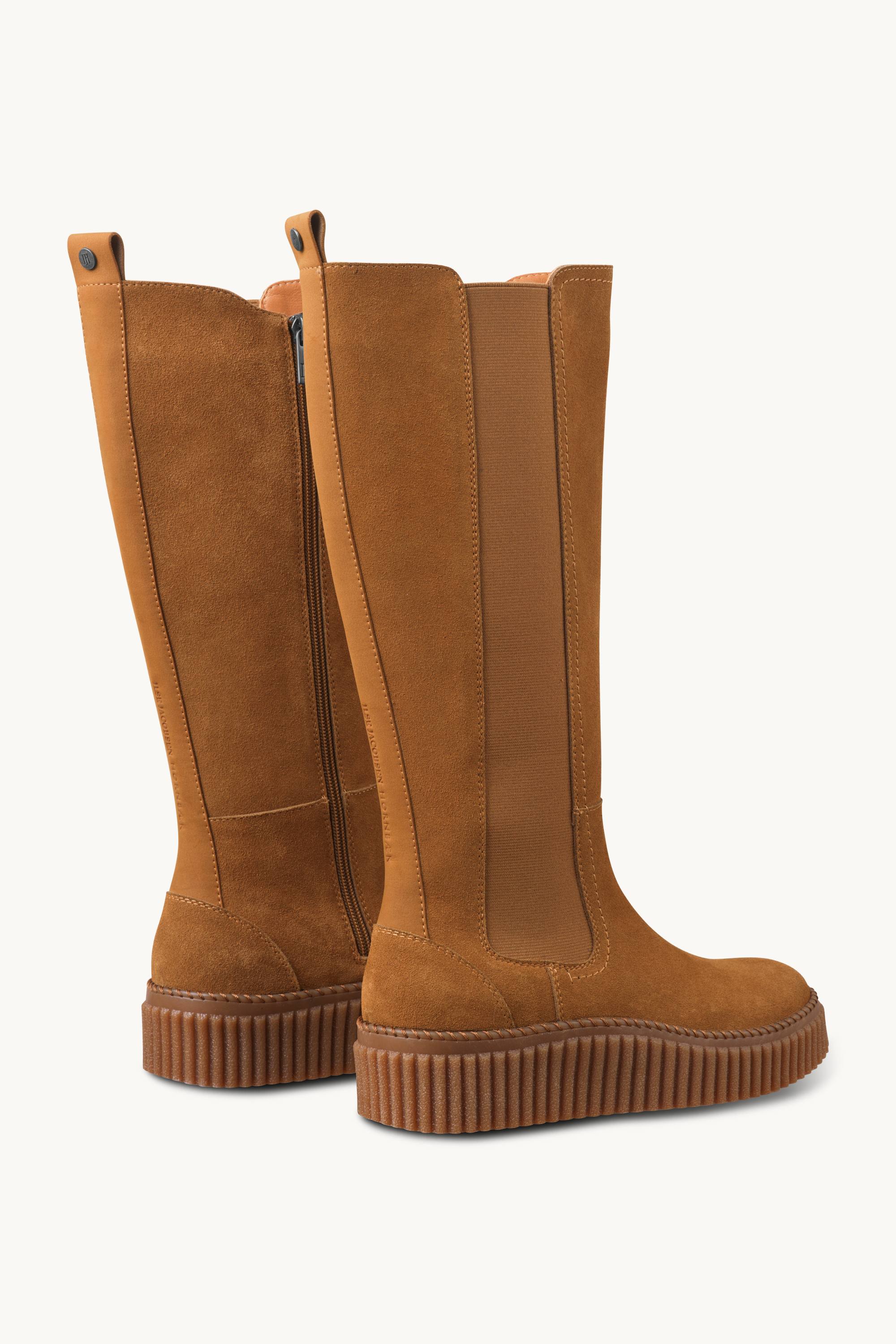 Tall Boots With Elastic - Cashew Clay