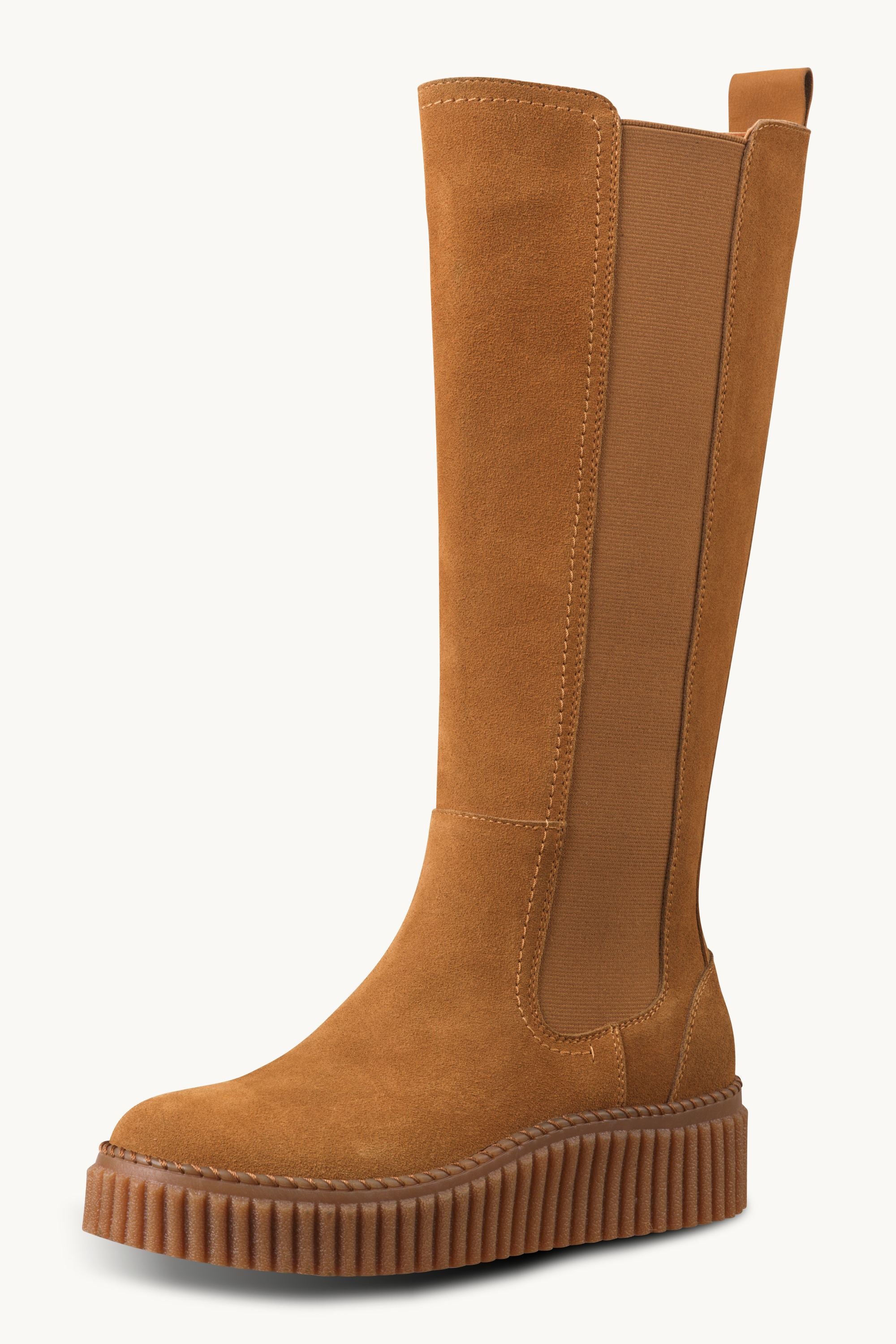 Tall Boots With Elastic - Cashew Clay