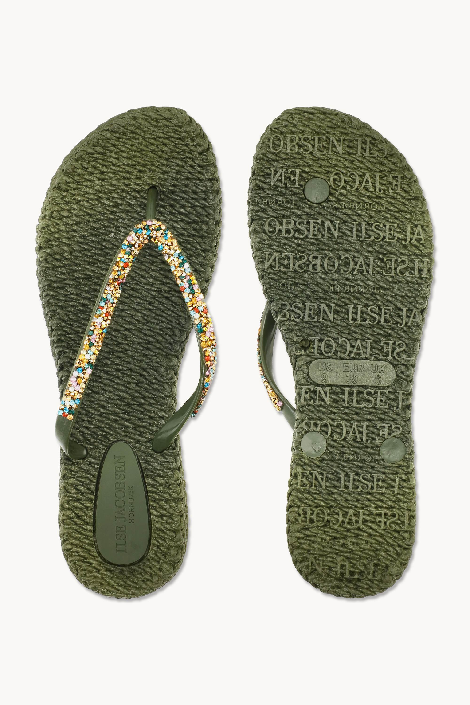 Flip Flops with Rhinestones - Sphagnum