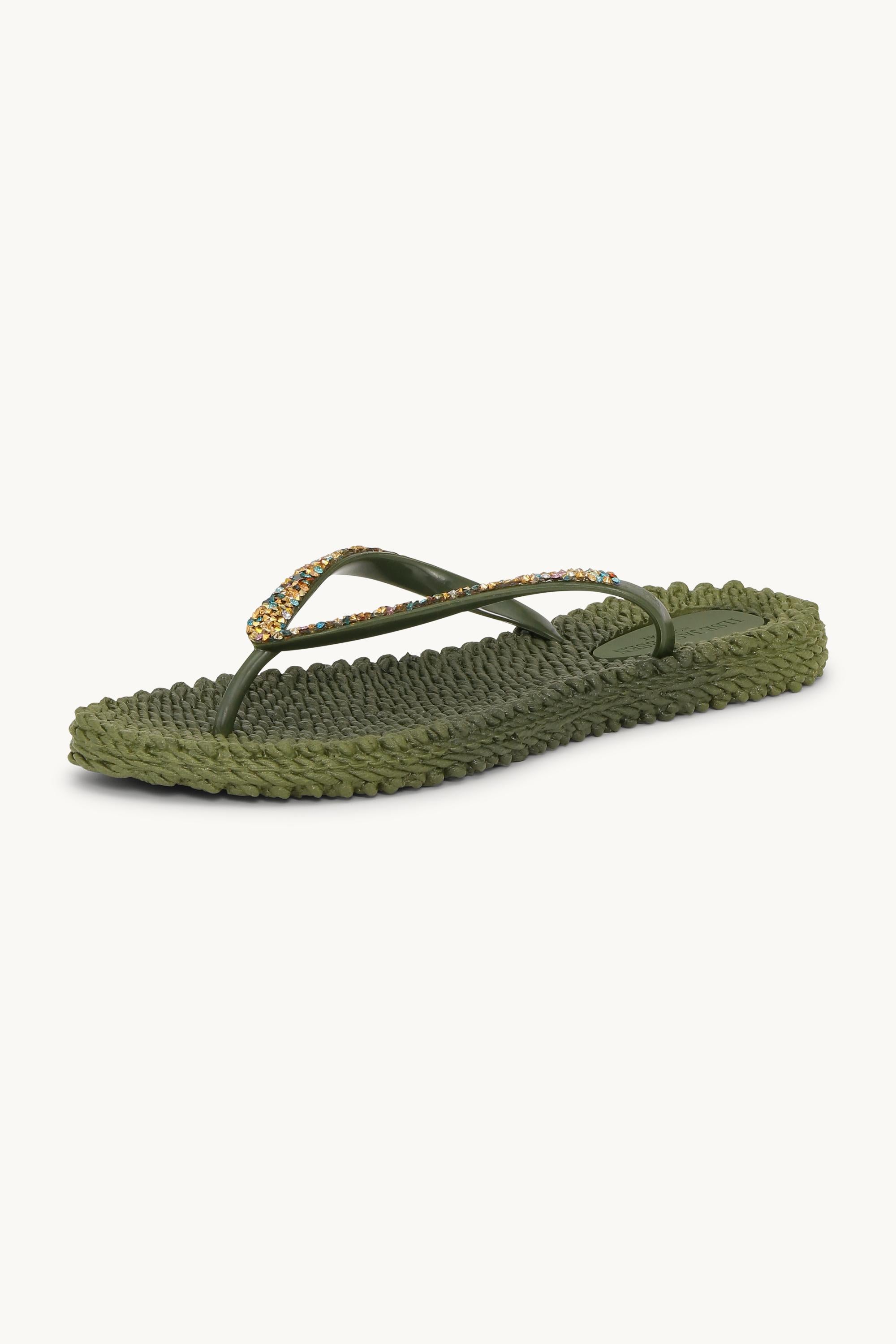 Flip Flops with Rhinestones - Sphagnum