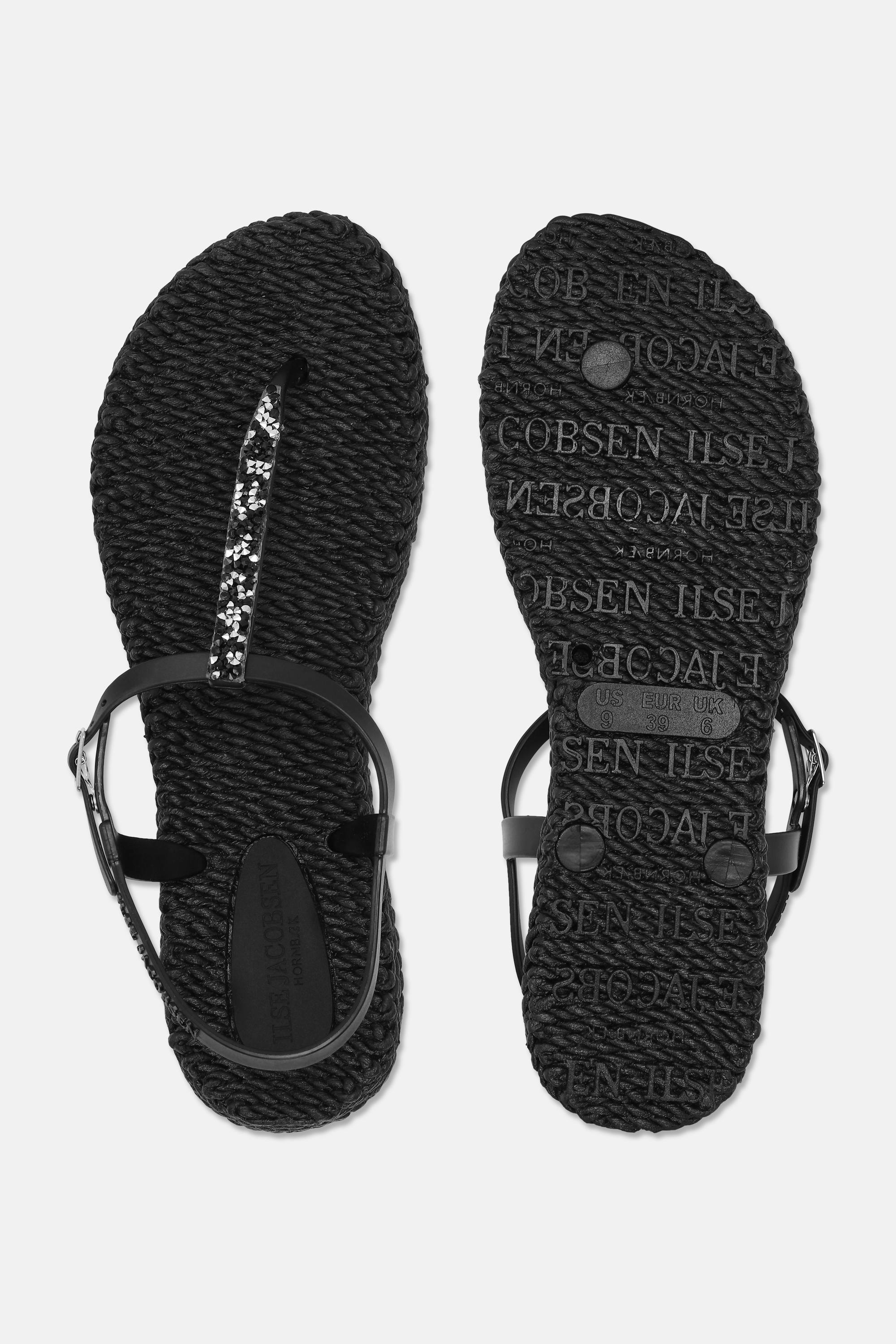 Flip Flops With Rhinestones - Black